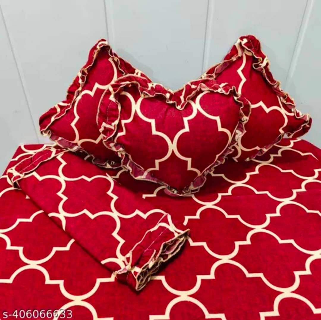     			Luxmi Cotton Fabrics Poly Cotton 1 Double Bedsheet with 2 Pillow Covers ( Red )
