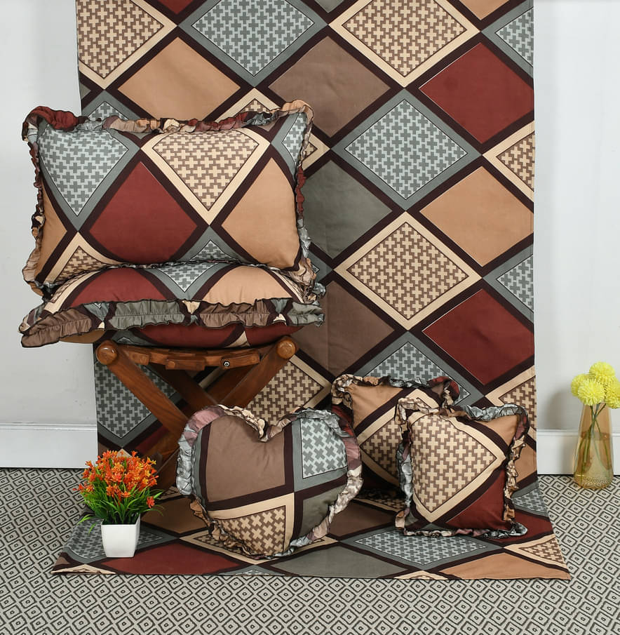 Luxmi Cotton Fabrics Poly Cotton 1 Double Queen Bedsheet with 2 Pillow Covers ( Brown ) Luxmi Cotton Fabrics Poly Cotton 1 Double Queen Bedsheet with 2 Pillow Covers ( Brown )