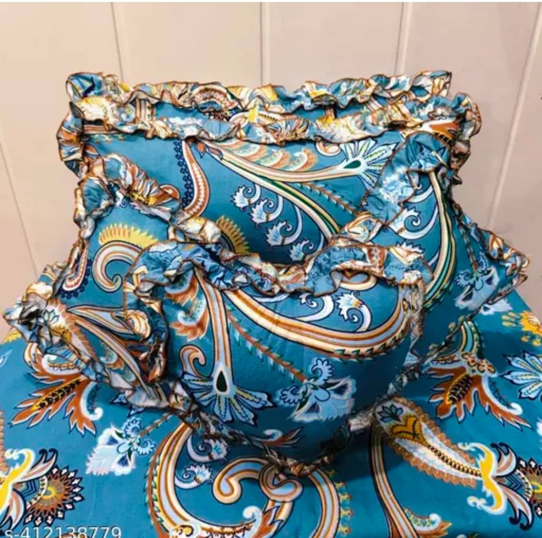 Luxmi Cotton Fabrics Poly Cotton 1 Double Queen Bedsheet with 2 Pillow Covers ( Blue ) Luxmi Cotton Fabrics Poly Cotton 1 Double Queen Bedsheet with 2 Pillow Covers ( Blue )