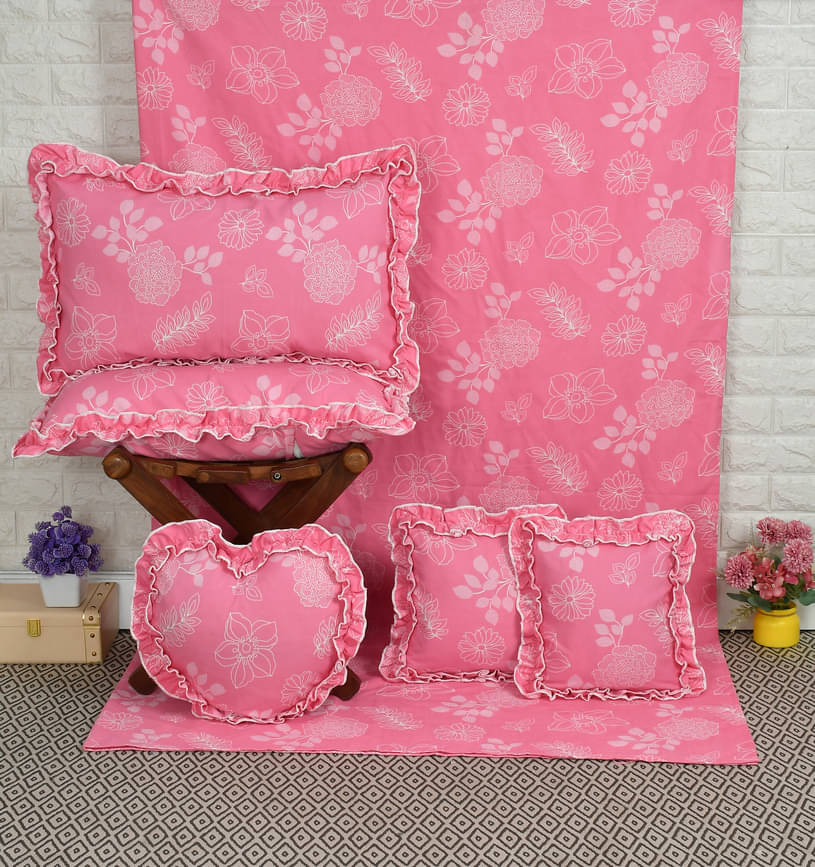 Luxmi Cotton Fabrics Poly Cotton 1 Double Bedsheet with 2 Pillow Covers ( Pink ) Luxmi Cotton Fabrics Poly Cotton 1 Double Bedsheet with 2 Pillow Covers ( Pink )