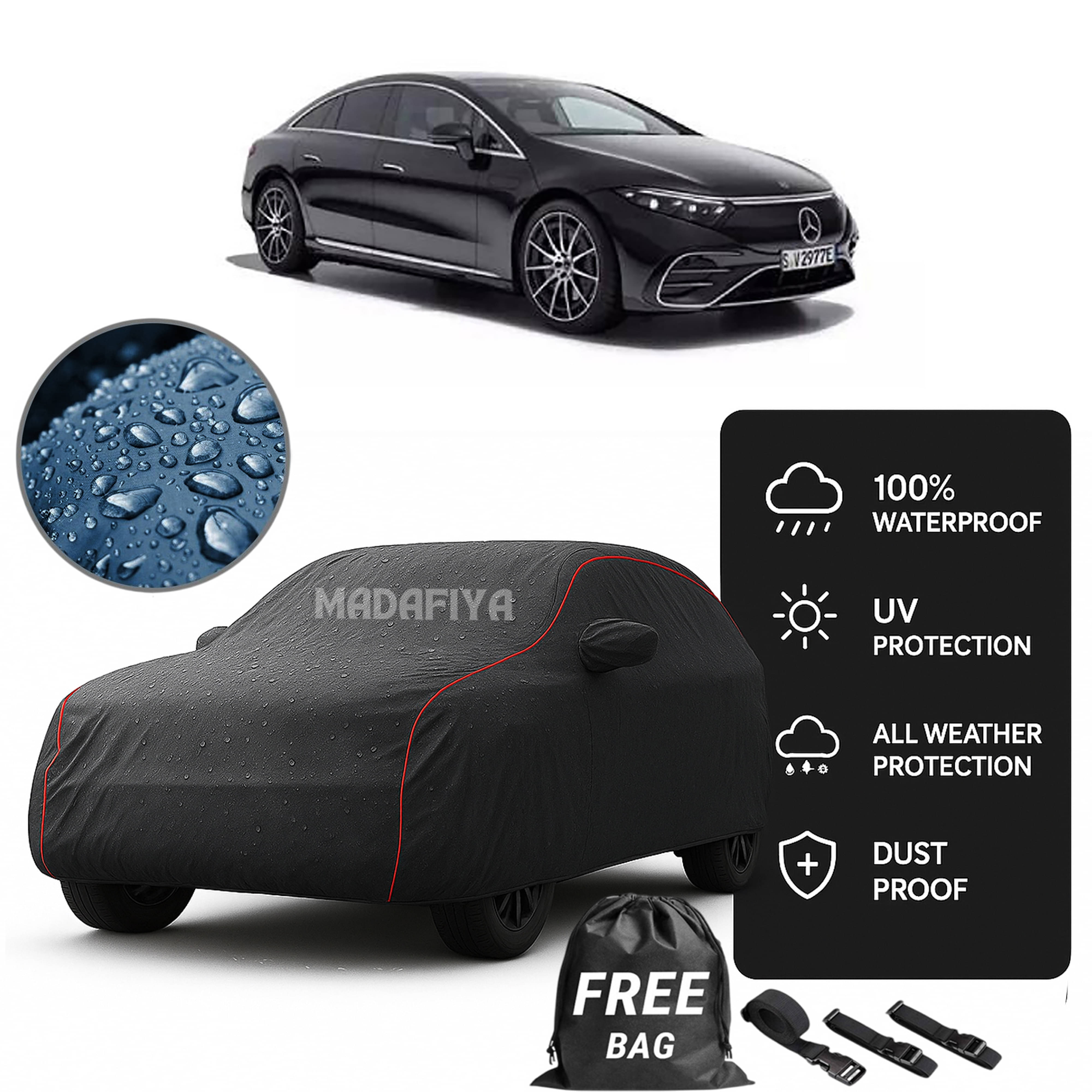     			MADAFIYA Car Body Cover for Mercedes-Benz All Car Models With Mirror Pocket ( Pack of 1 ) , Grey