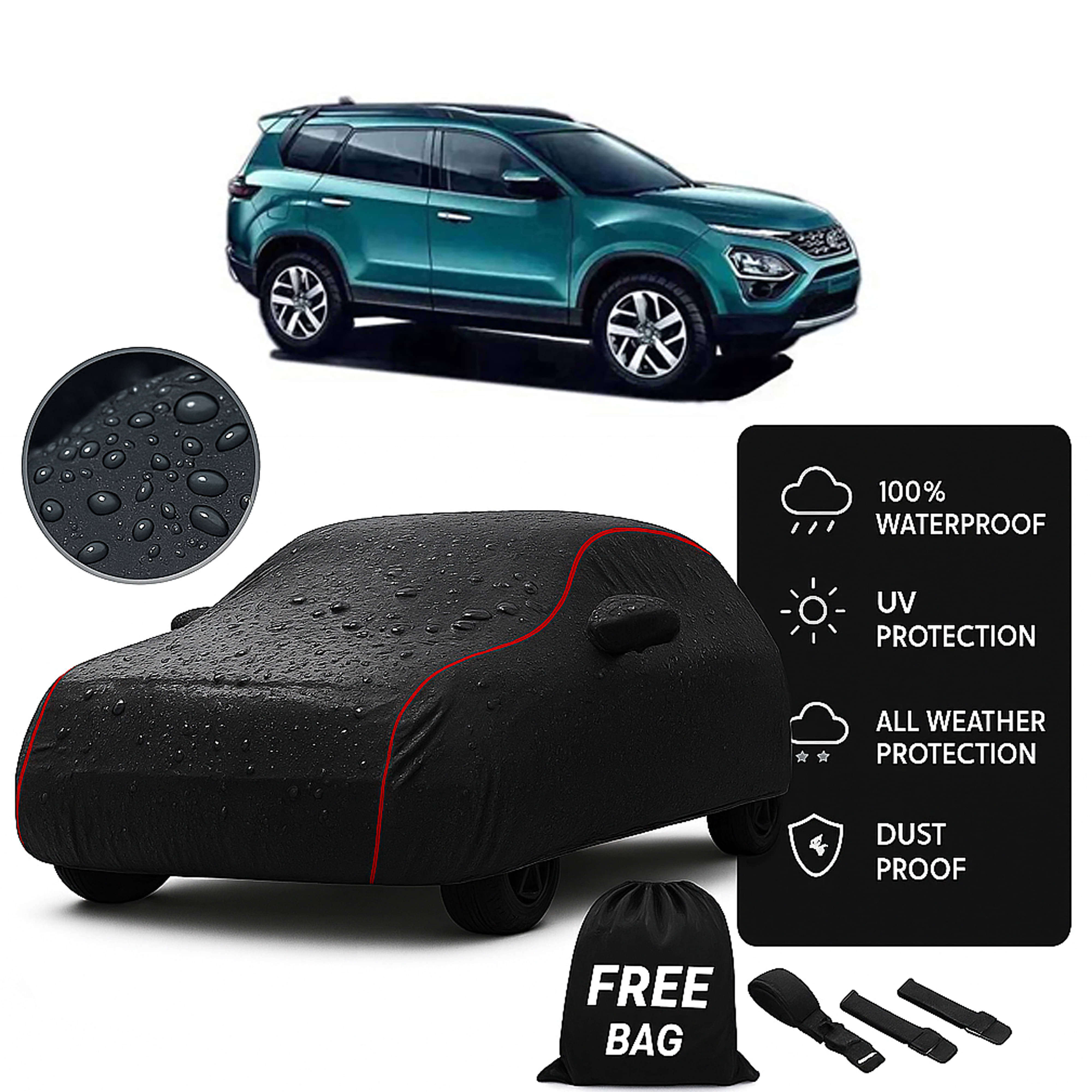     			MADAFIYA Car Body Cover for Tata All Car Models With Mirror Pocket ( Pack of 1 ) , Black