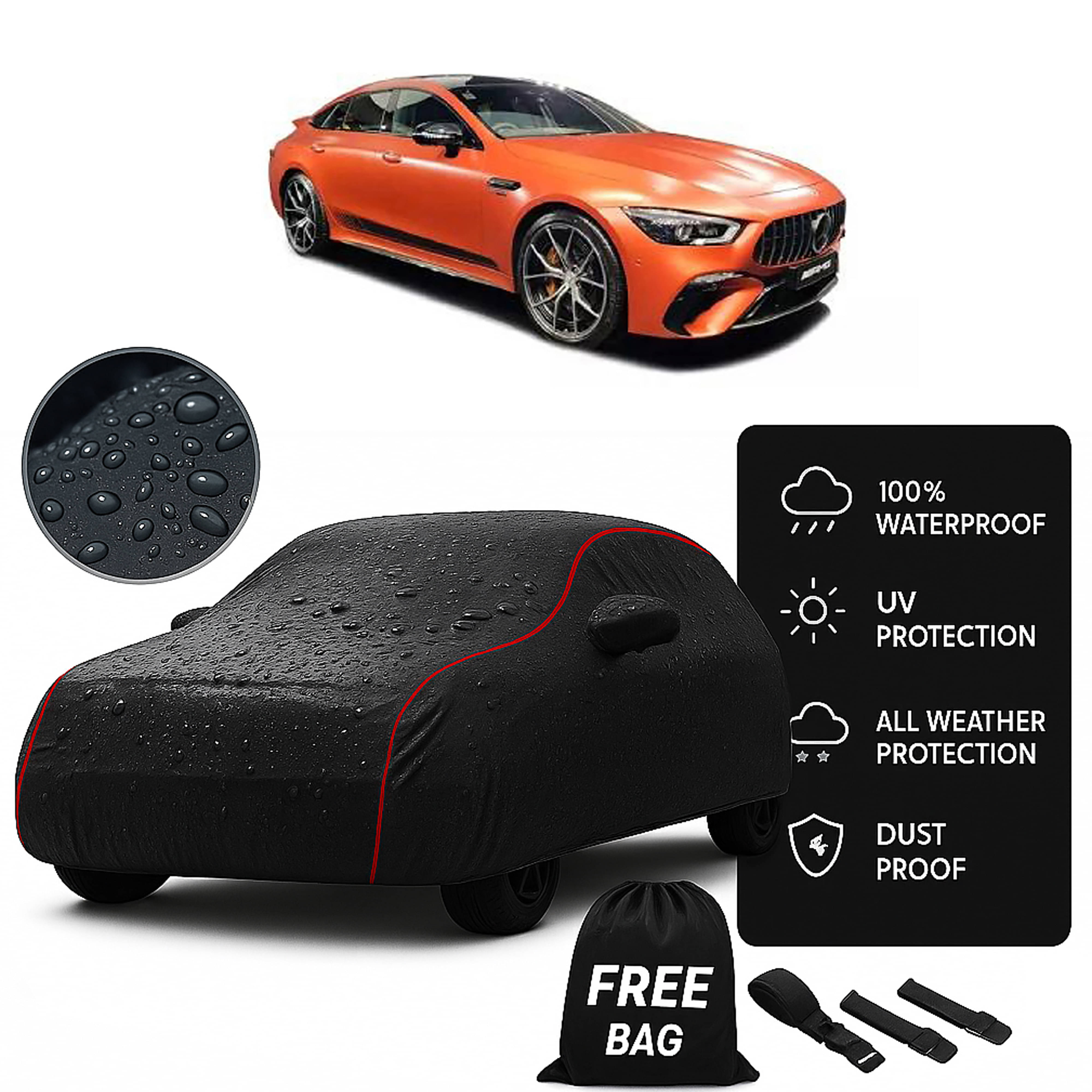     			MADAFIYA Car Body Cover for Mercedes-Benz All Car Models With Mirror Pocket ( Pack of 1 ) , Black
