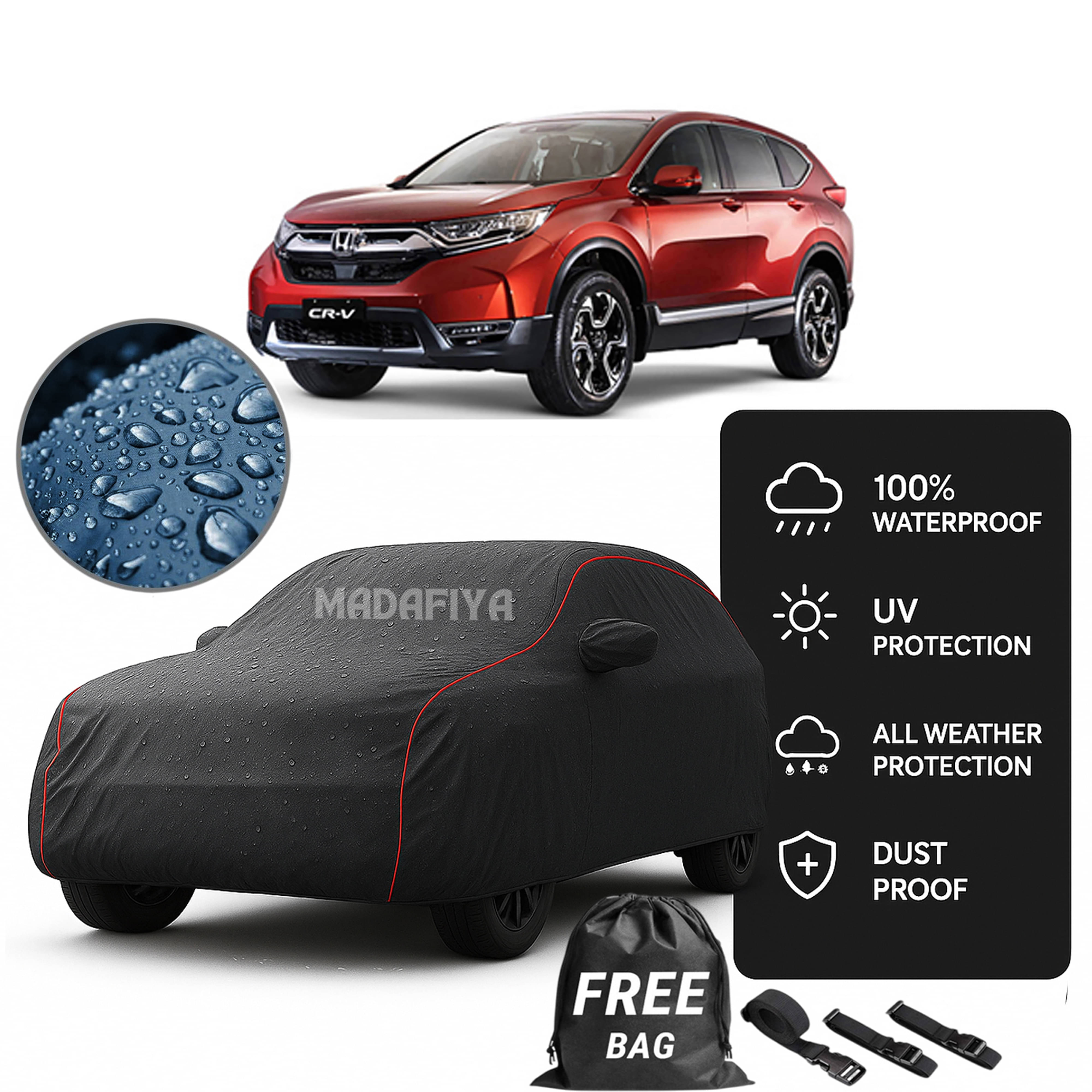     			MADAFIYA Car Body Cover for Honda All Car Models With Mirror Pocket ( Pack of 1 ) , Grey