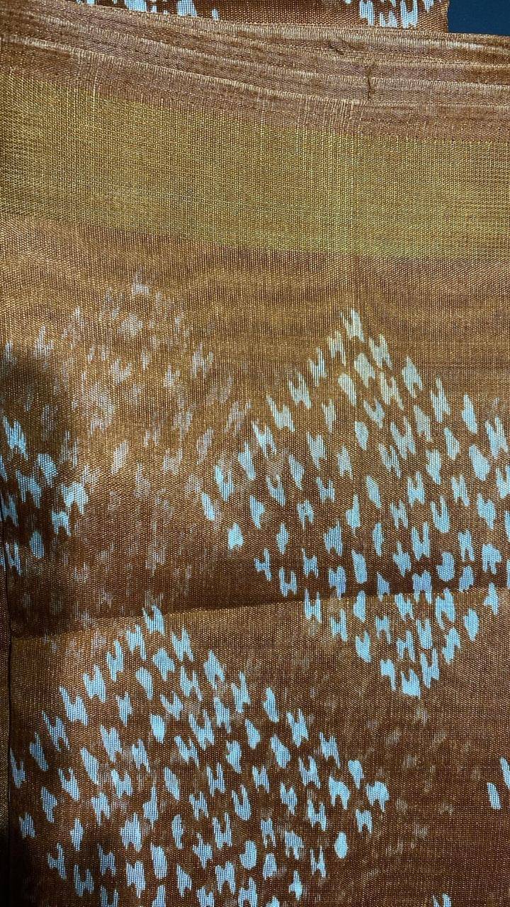     			New Cotton Blend Embellished Chettinad Saree With Unstitched Blouse Piece ( Gold )