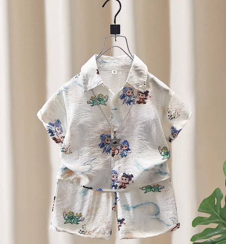 Ocvito Pack of 1 Baby Boys Cotton Blend Shirt & Shorts Set ( Off White )