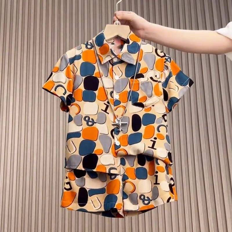 Ocvito Pack of 1 Baby Boys Cotton Blend Shirt & Shorts Set ( Orange ) Ocvito Pack of 1 Baby Boys Cotton Blend Shirt & Shorts Set ( Orange )