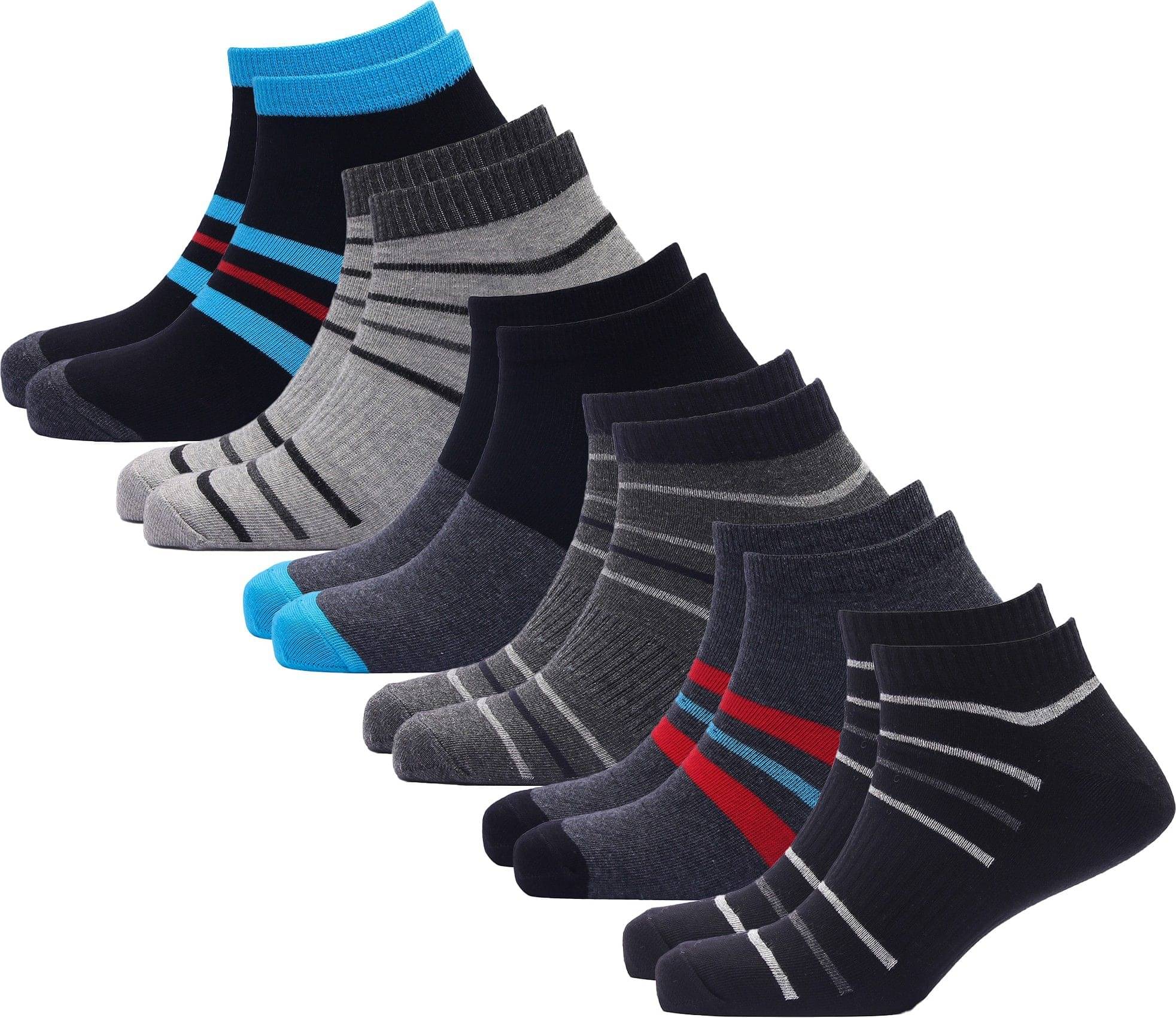 PLIMA Pack of 6 Men's Cotton Blend Ankle Length Socks ( Multicolor )     			PLIMA Pack of 6 Men's Cotton Blend Ankle Length Socks ( Multicolor )