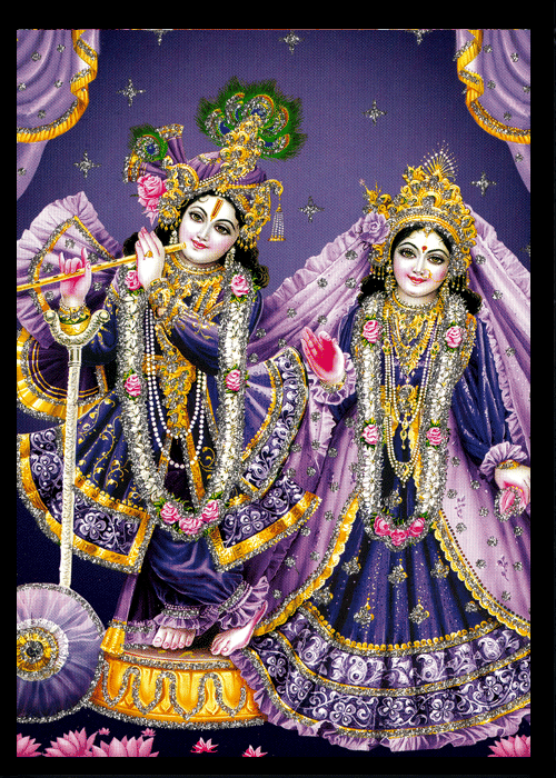     			RADHA KRISHNA Sparkled Laminated Photo 5 (Width) x 7 (Length) inch on Wooden Base With Back Support Mount