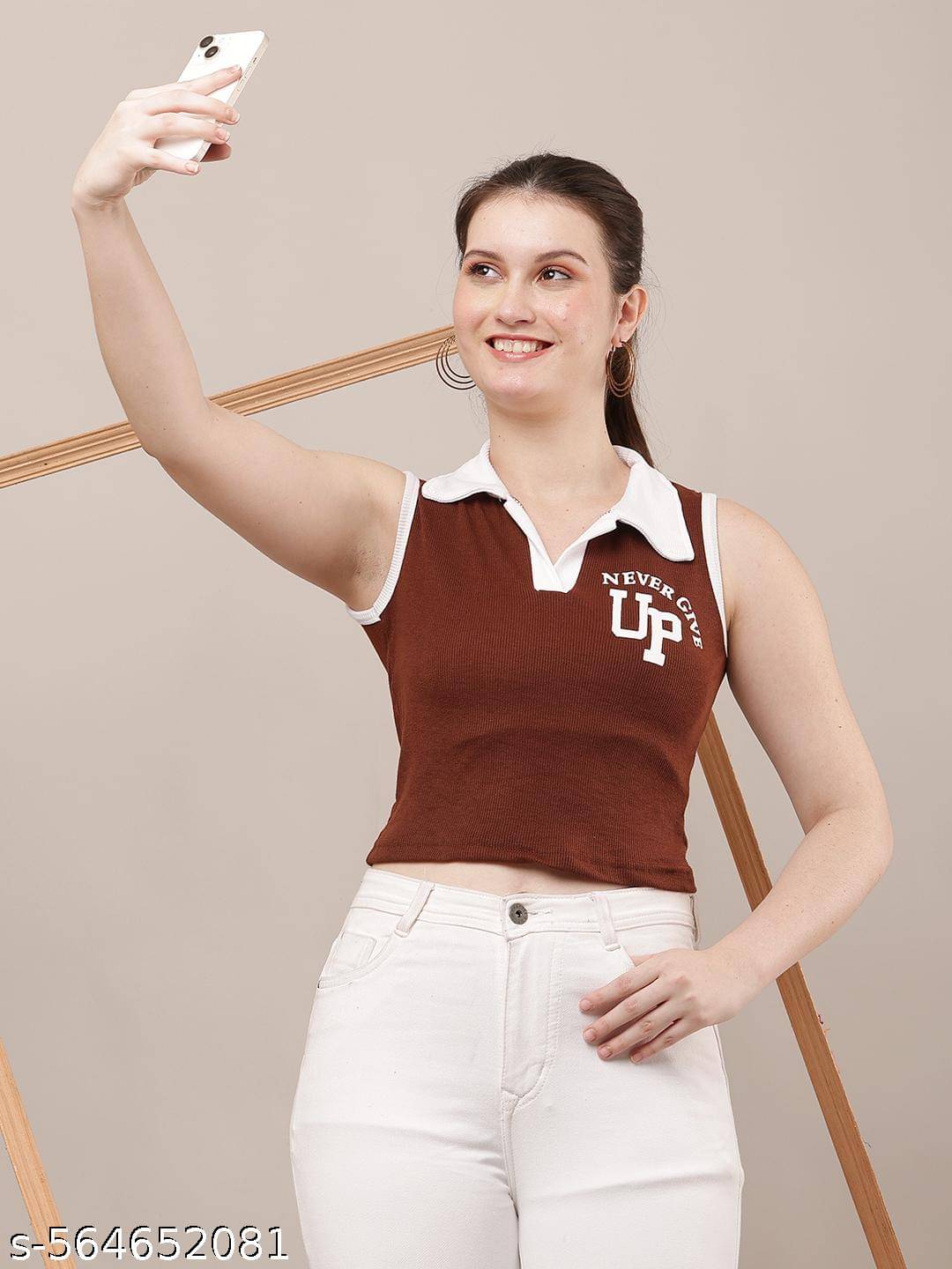 RC NEOEN Women's Viscose Crop Top ( Brown ) RC NEOEN Women's Viscose Crop Top ( Brown )