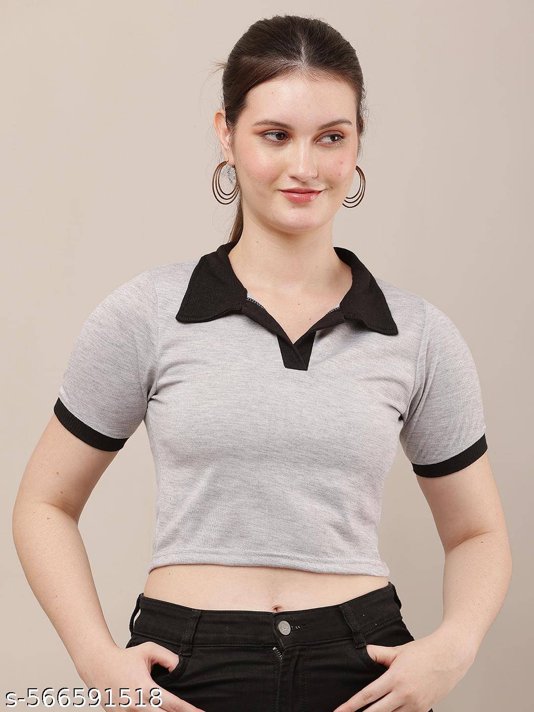 RC NEOEN Women's Viscose Crop Top ( Grey ) RC NEOEN Women's Viscose Crop Top ( Grey )