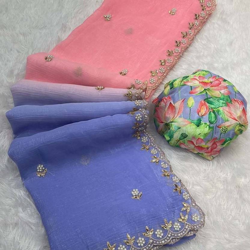     			Sanwariya Silk Chanderi Embellished Chanderi saree With Unstitched Blouse Piece ( Lavender )
