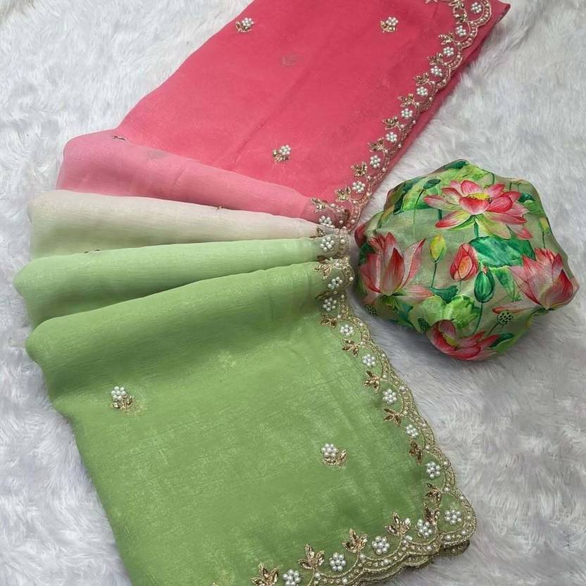 Sitanjali Lifestyle Chanderi Embellished Chanderi saree With Unstitched Blouse Piece ( Green ) Sitanjali Lifestyle Chanderi Embellished Chanderi saree With Unstitched Blouse Piece ( Green )