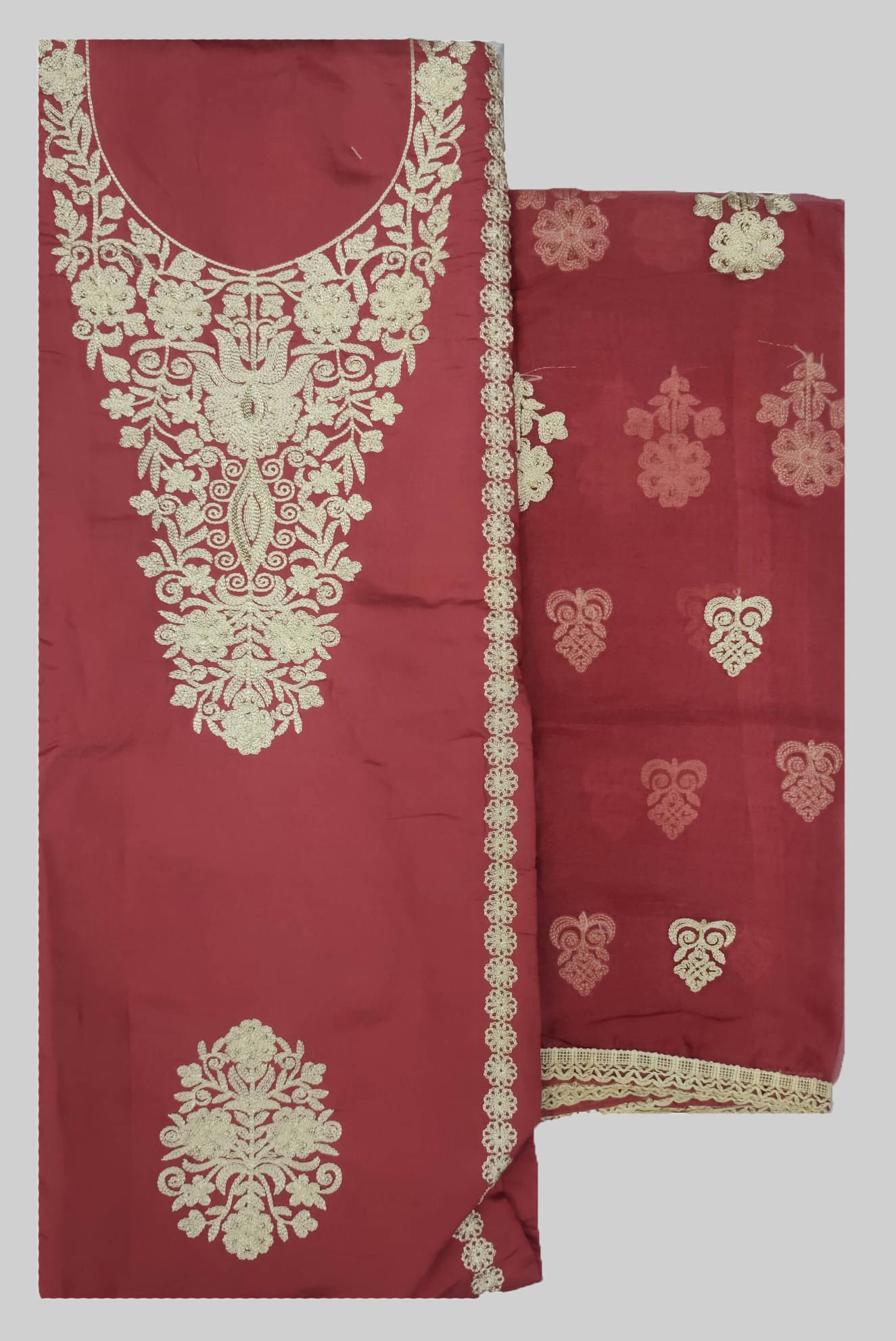 Soul Essence Women Cotton Unstitched Dress Material ( Red ) Soul Essence Women Cotton Unstitched Dress Material ( Red )