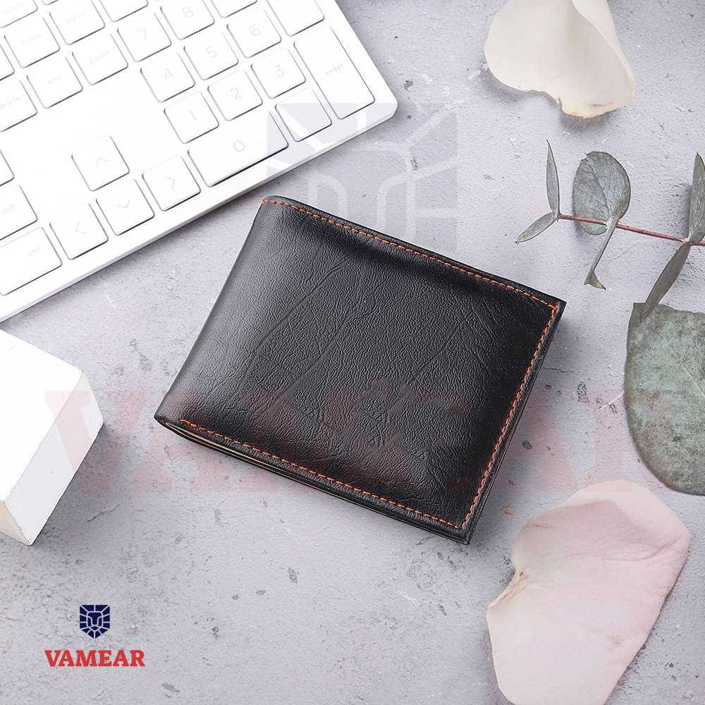     			VAMEAR Faux Leather Self Design Men's Two Fold Wallet With More Than 10 Slots For Card ( Black , Pack of 1 )
