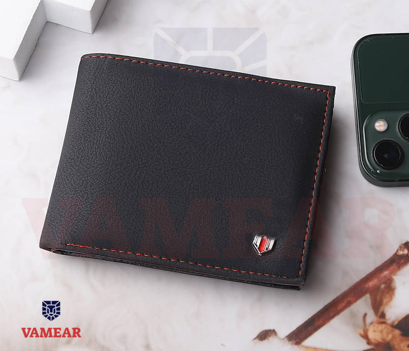     			VAMEAR Faux Leather Solid Men's Two Fold Wallet,Regular Wallet With 6 Slots For Card ( Black , Pack of 1 )