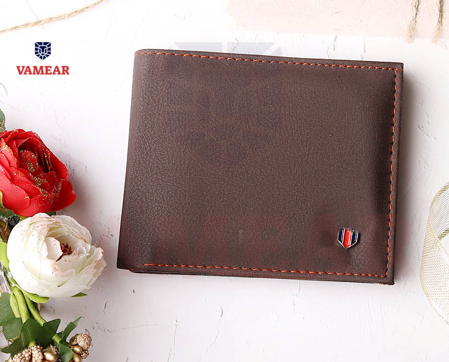     			VAMEAR Faux Leather Solid Men's Two Fold Wallet,Regular Wallet With 6 Slots For Card ( Brown , Pack of 1 )