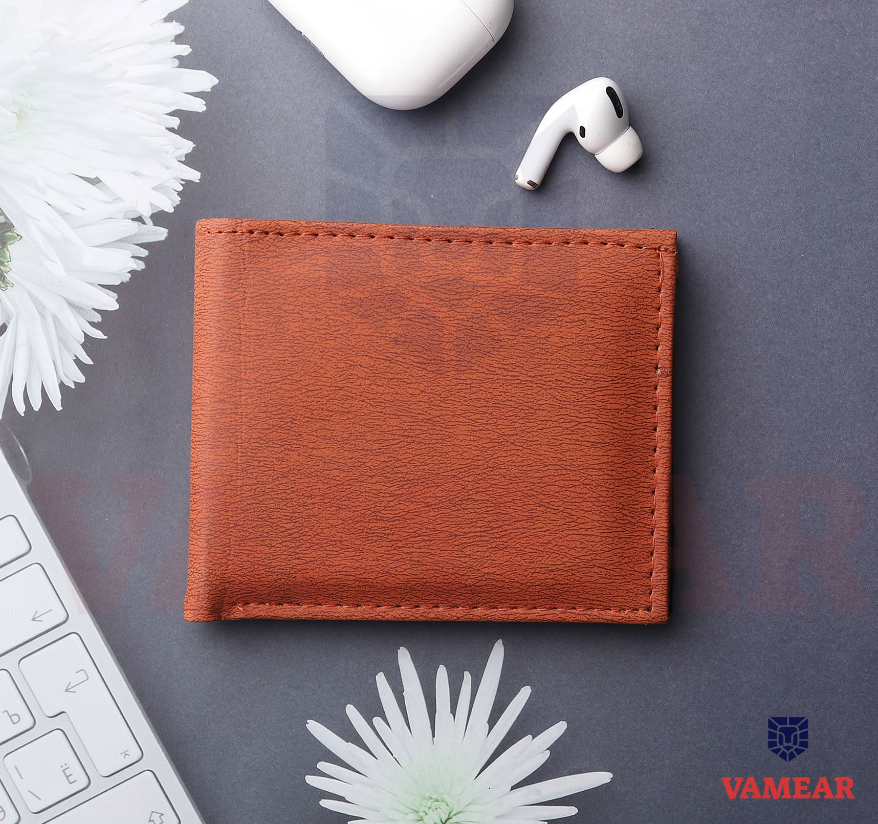     			VAMEAR Faux Leather Solid Men's Two Fold Wallet,Regular Wallet With 6 Slots For Card ( Tan , Pack of 1 )