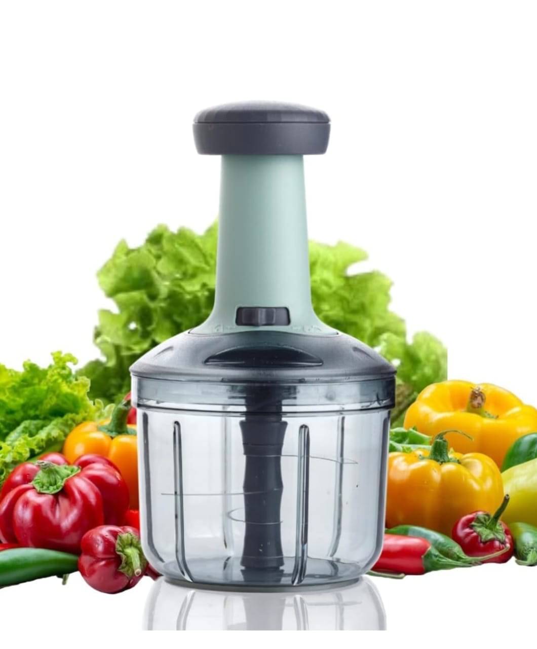     			VARUN  Chopper for Kitchen Use 1100ml,4 Blade Steel Large Manual Hand-Press Vegetable Chopper Mixer Cutter Push Chopper to Cut Onion, Salad, Tomato, Potato (Indian,Heavy QUALITY) (1100 ML)