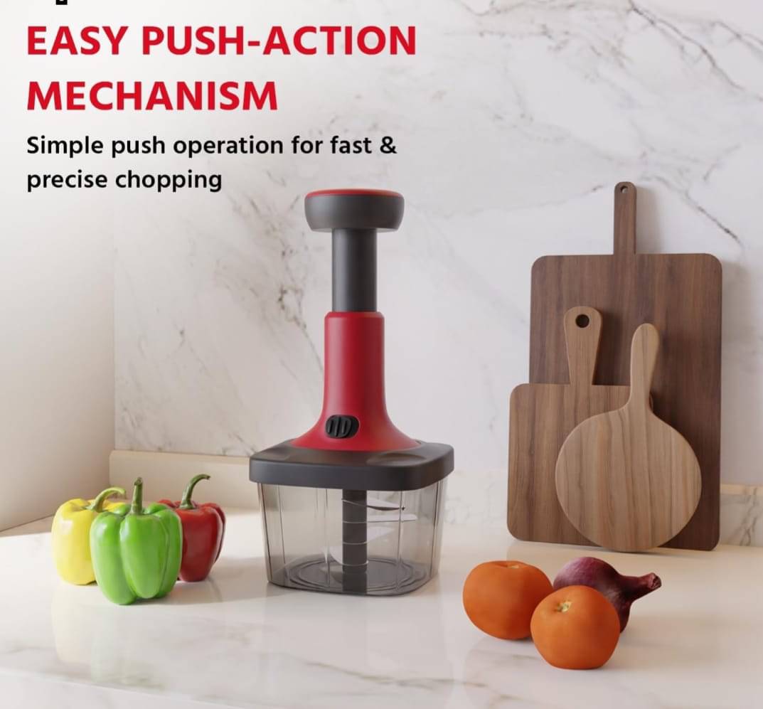     			VARUN  Vegetable Chopper – Push Chopper with 3 Stainless Steel Blades FOR FRUIT & VEGETABLES