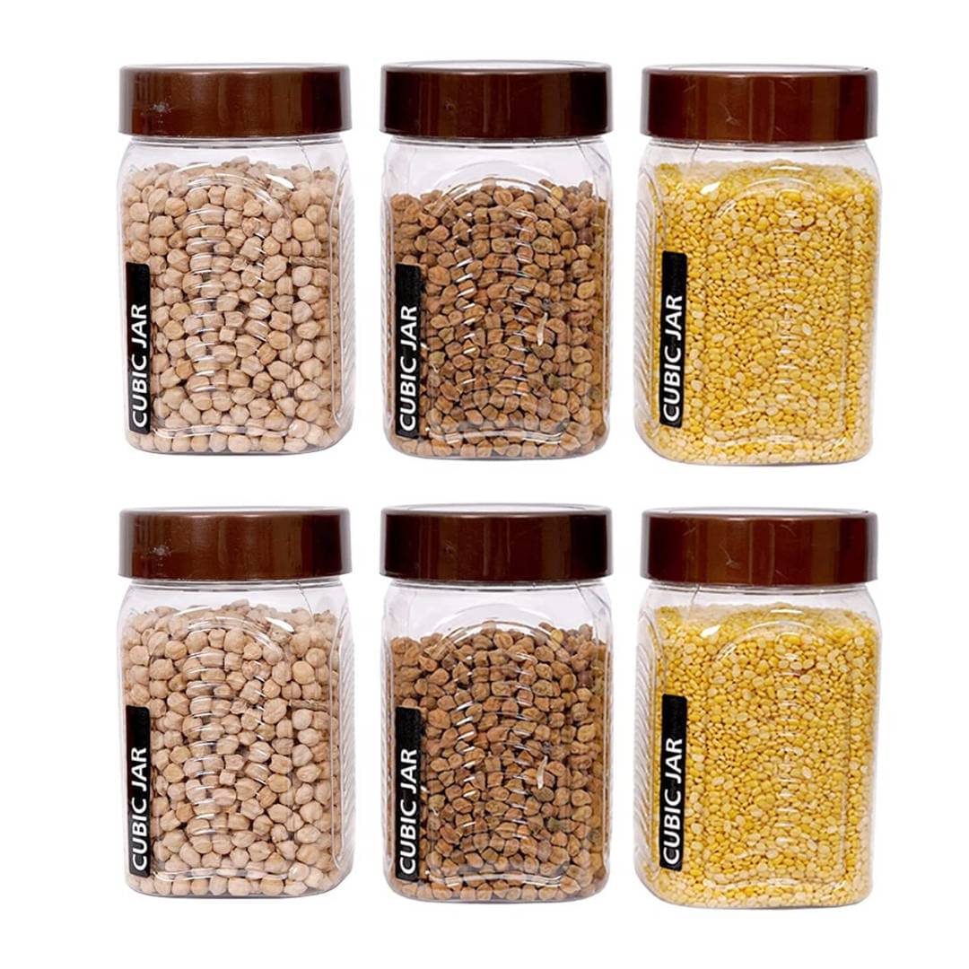 VRISTO Grocery Container Plastic Brown Multi-Purpose Container ( Set of 6 ) VRISTO Grocery Container Plastic Brown Multi-Purpose Container ( Set of 6 )