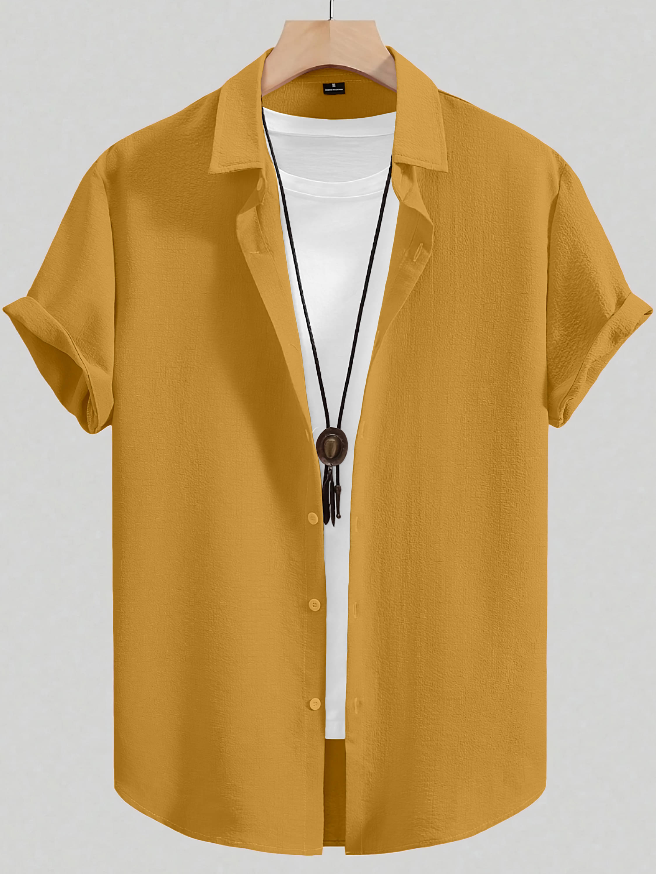     			WEBRIC Cotton Blend Regular Fit Popcorn Textured Half Sleeves Men's Casual Shirt - Yellow ( Pack of 1 )