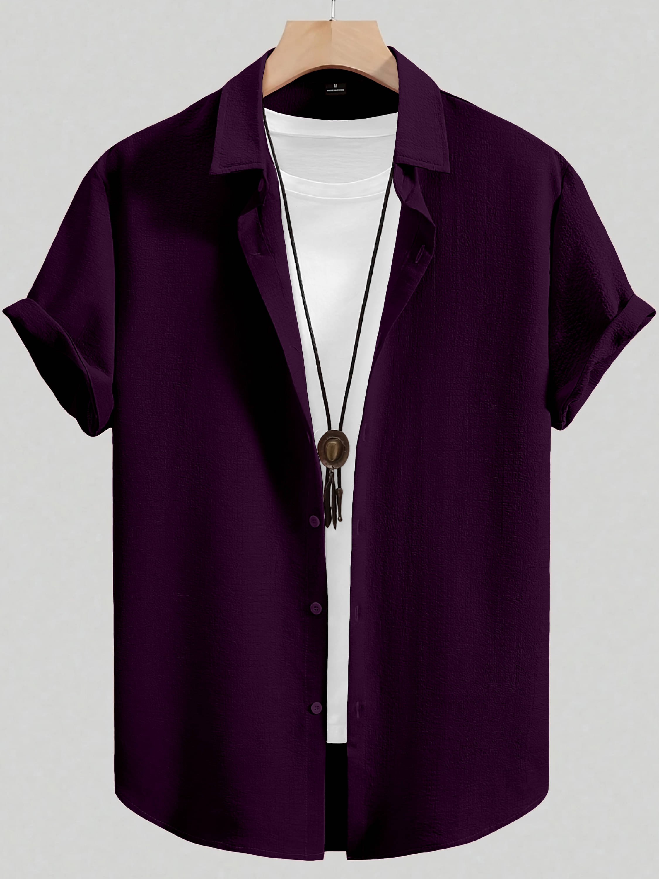    			WEBRIC Cotton Blend Regular Fit Popcorn Textured Half Sleeves Men's Casual Shirt - Purple ( Pack of 1 )