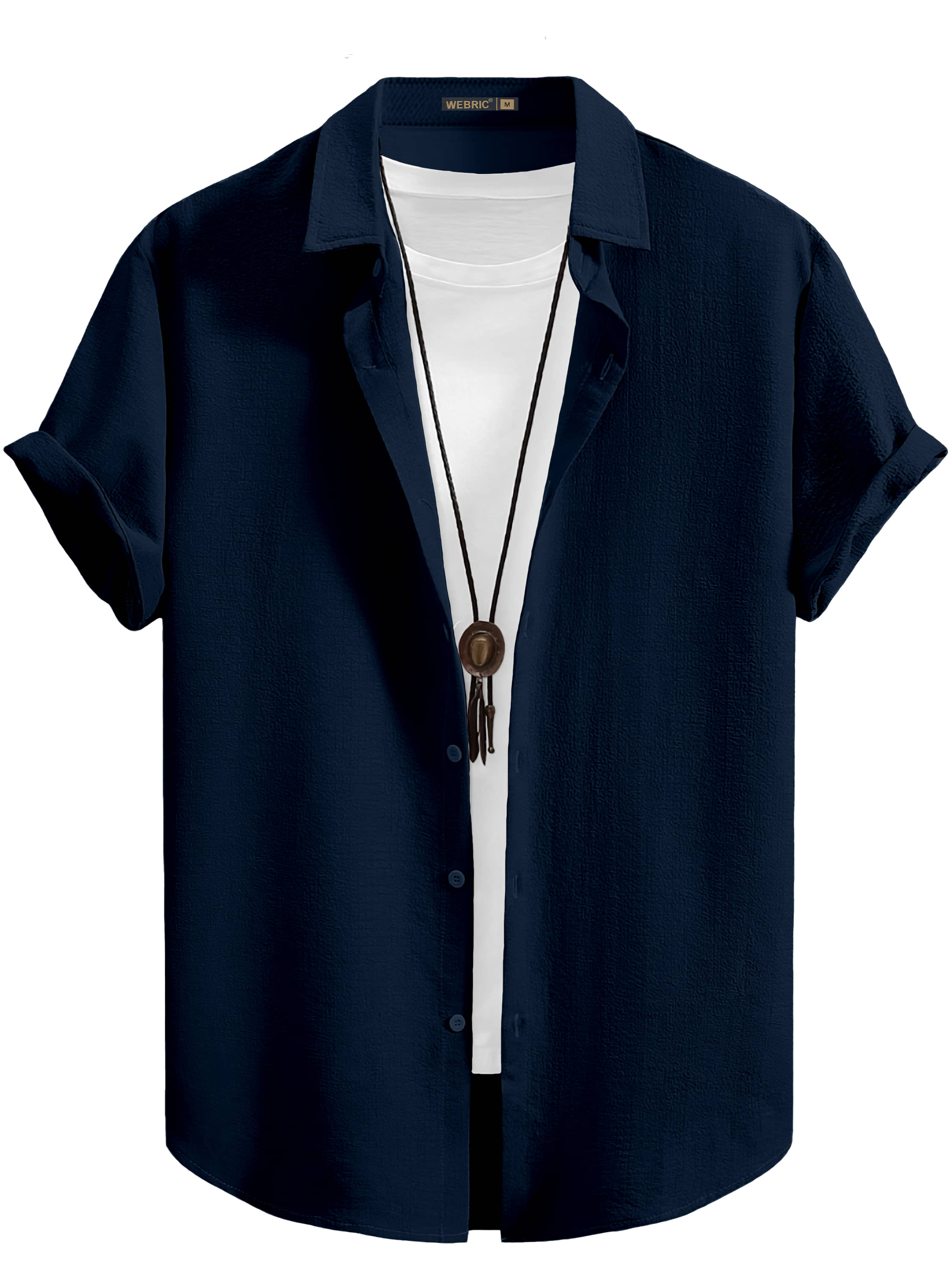 WEBRIC Cotton Blend Regular Fit Popcorn Textured Half Sleeves Men's Casual Shirt - Navy Blue ( Pack of 1 )