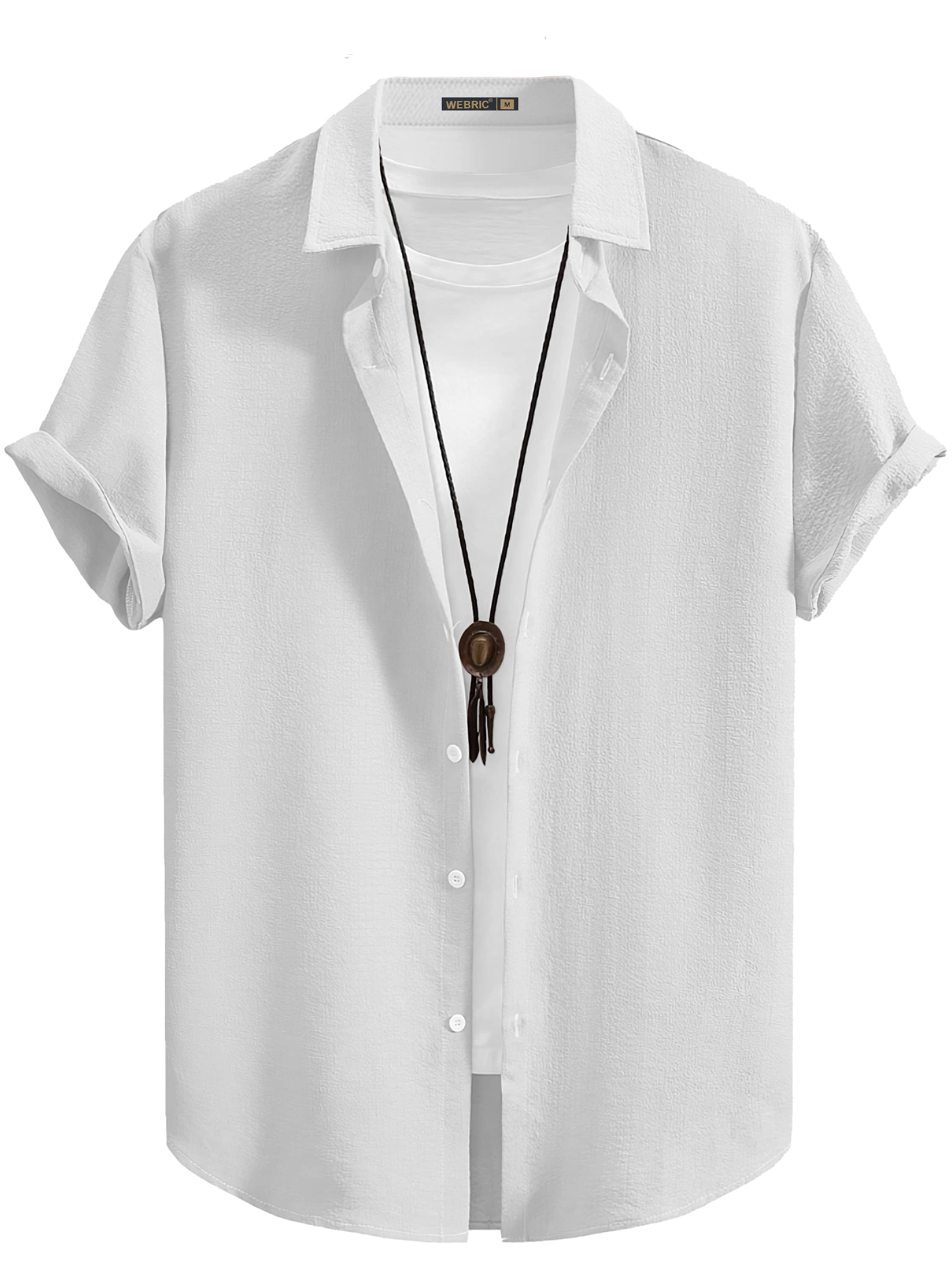 WEBRIC Cotton Blend Regular Fit Popcorn Textured Half Sleeves Men's Casual Shirt - White ( Pack of 1 )