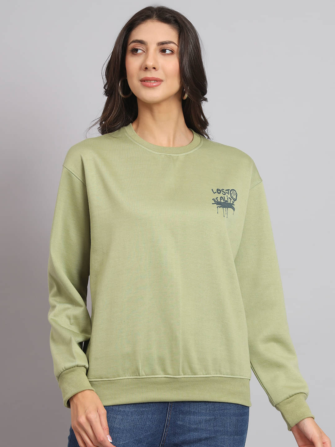 7 ISLANDS Fleece Women's Non Hooded Sweatshirt ( Green ) 7 ISLANDS Fleece Women's Non Hooded Sweatshirt ( Green )