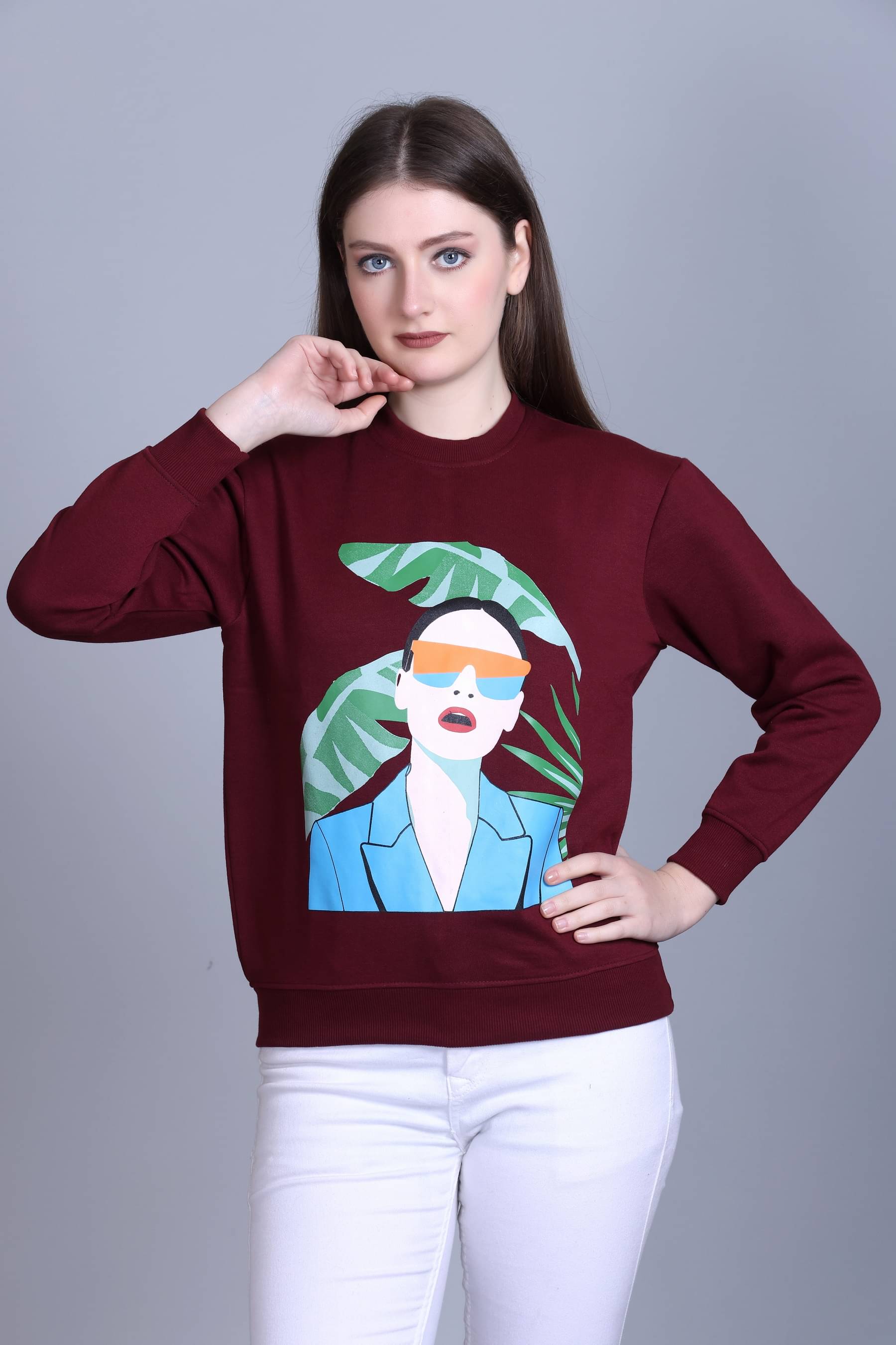     			7 ISLANDS Fleece Women's Non Hooded Sweatshirt ( Maroon )