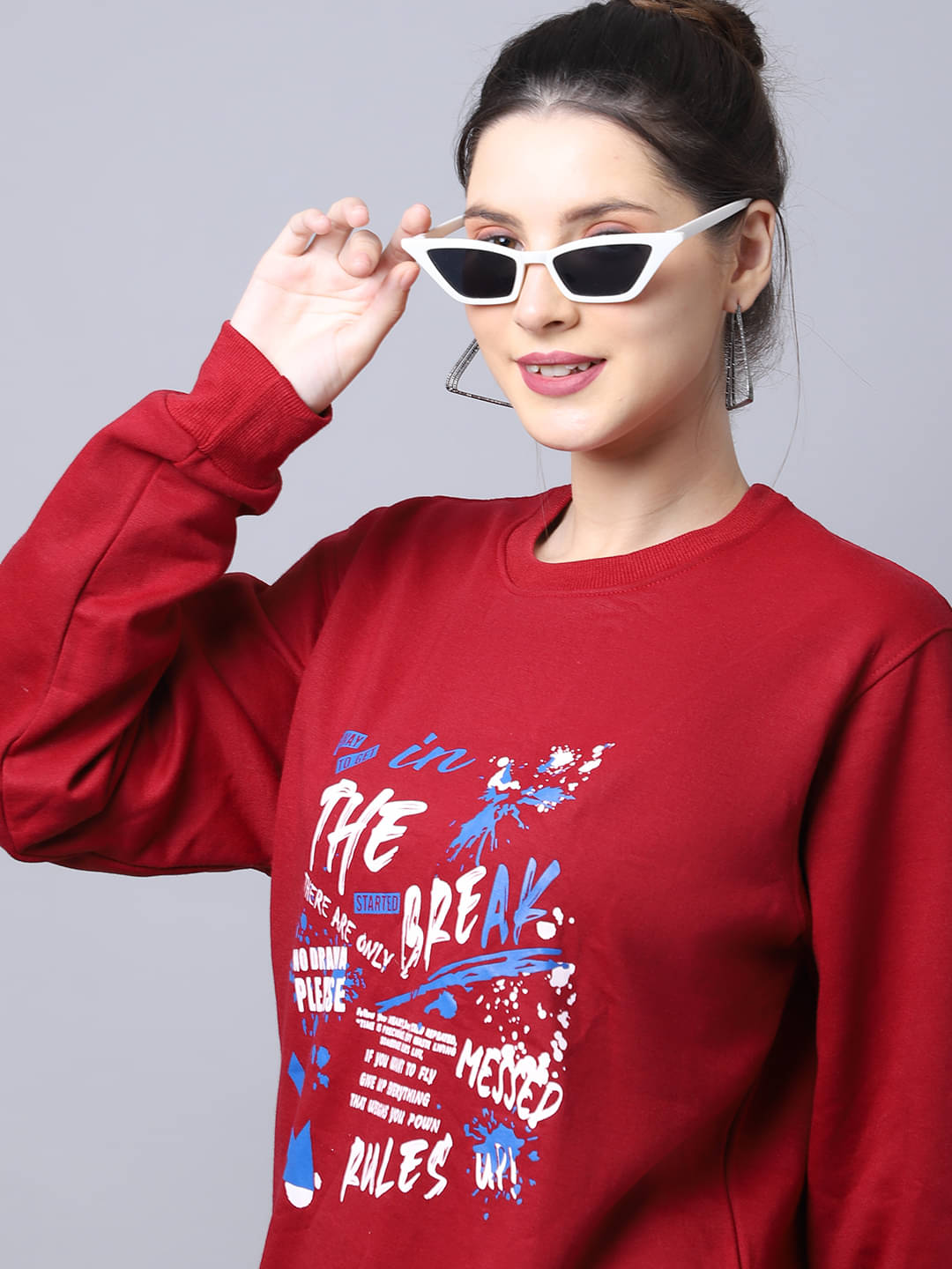     			7 ISLANDS Fleece Women's Non Hooded Sweatshirt ( Maroon )