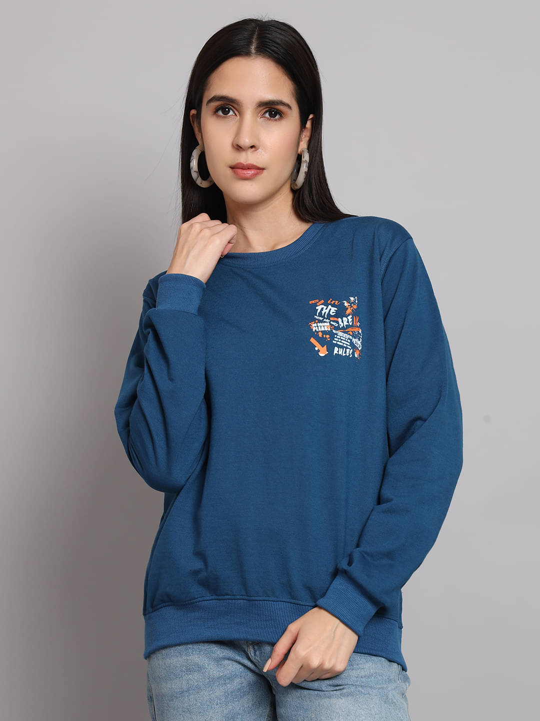     			7 ISLANDS Fleece Women's Non Hooded Sweatshirt ( Navy )