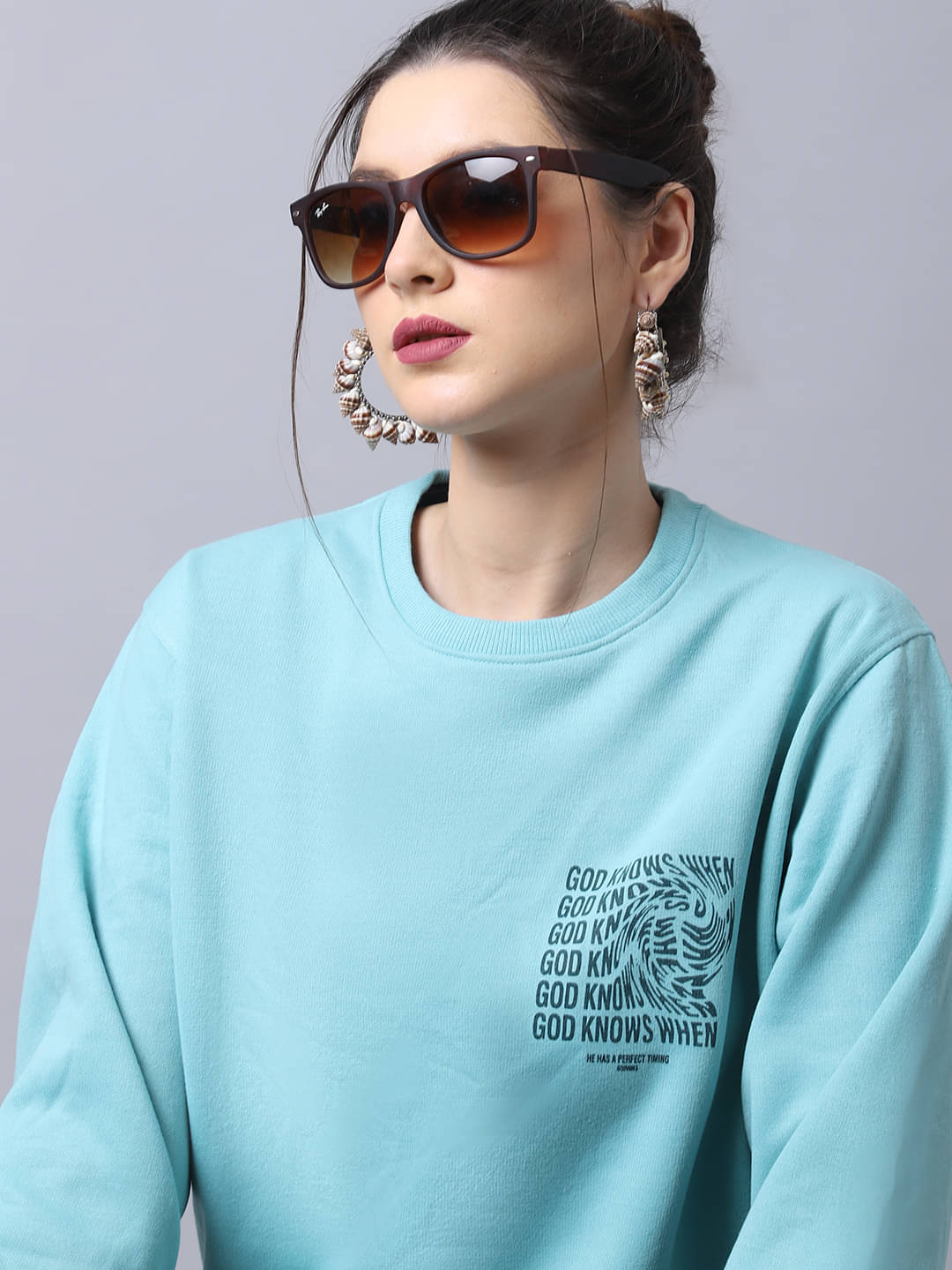     			7 ISLANDS Fleece Women's Non Hooded Sweatshirt ( Turquoise )