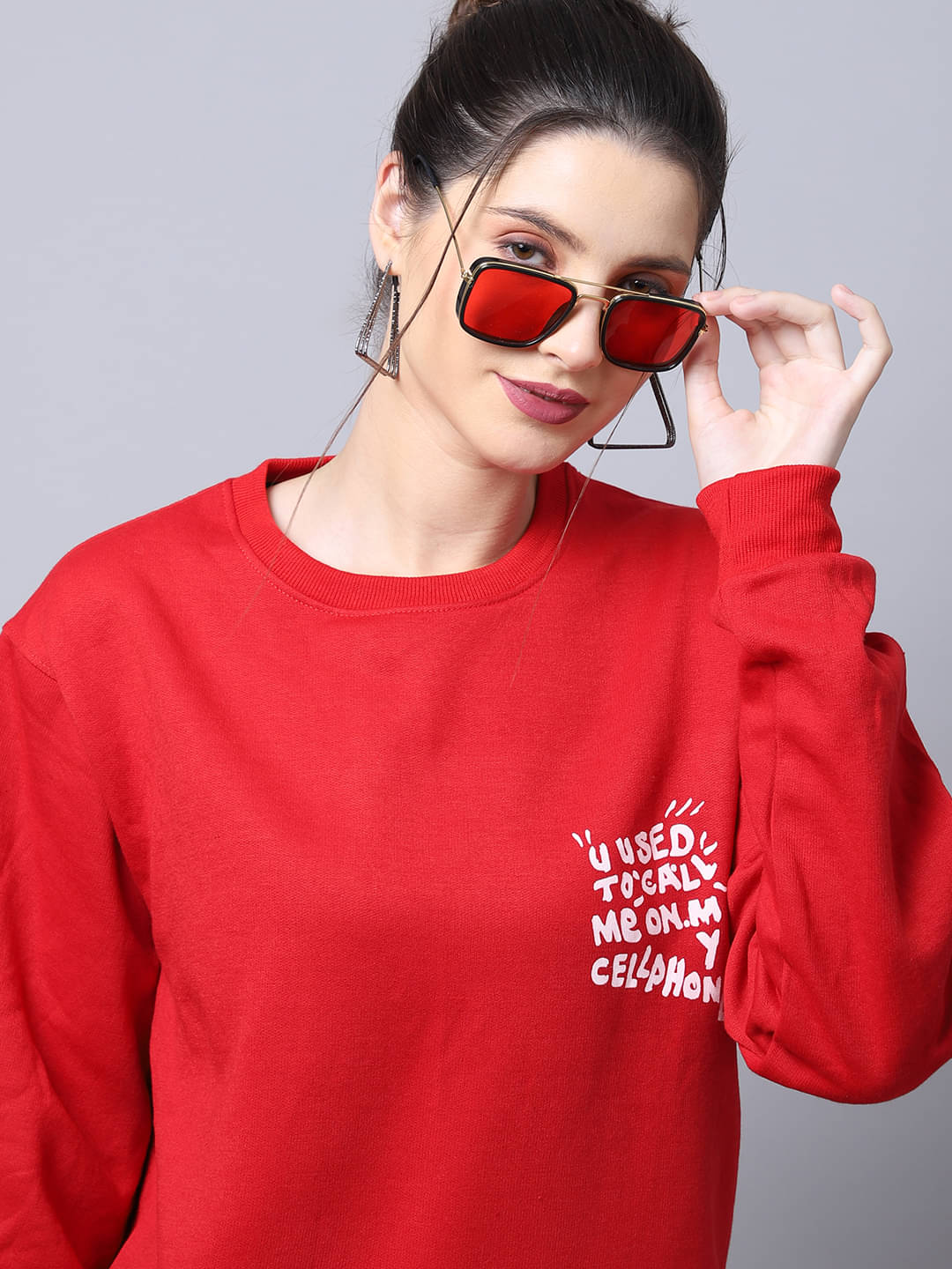 7 ISLANDS Fleece Women's Non Hooded Sweatshirt ( Red ) 7 ISLANDS Fleece Women's Non Hooded Sweatshirt ( Red )