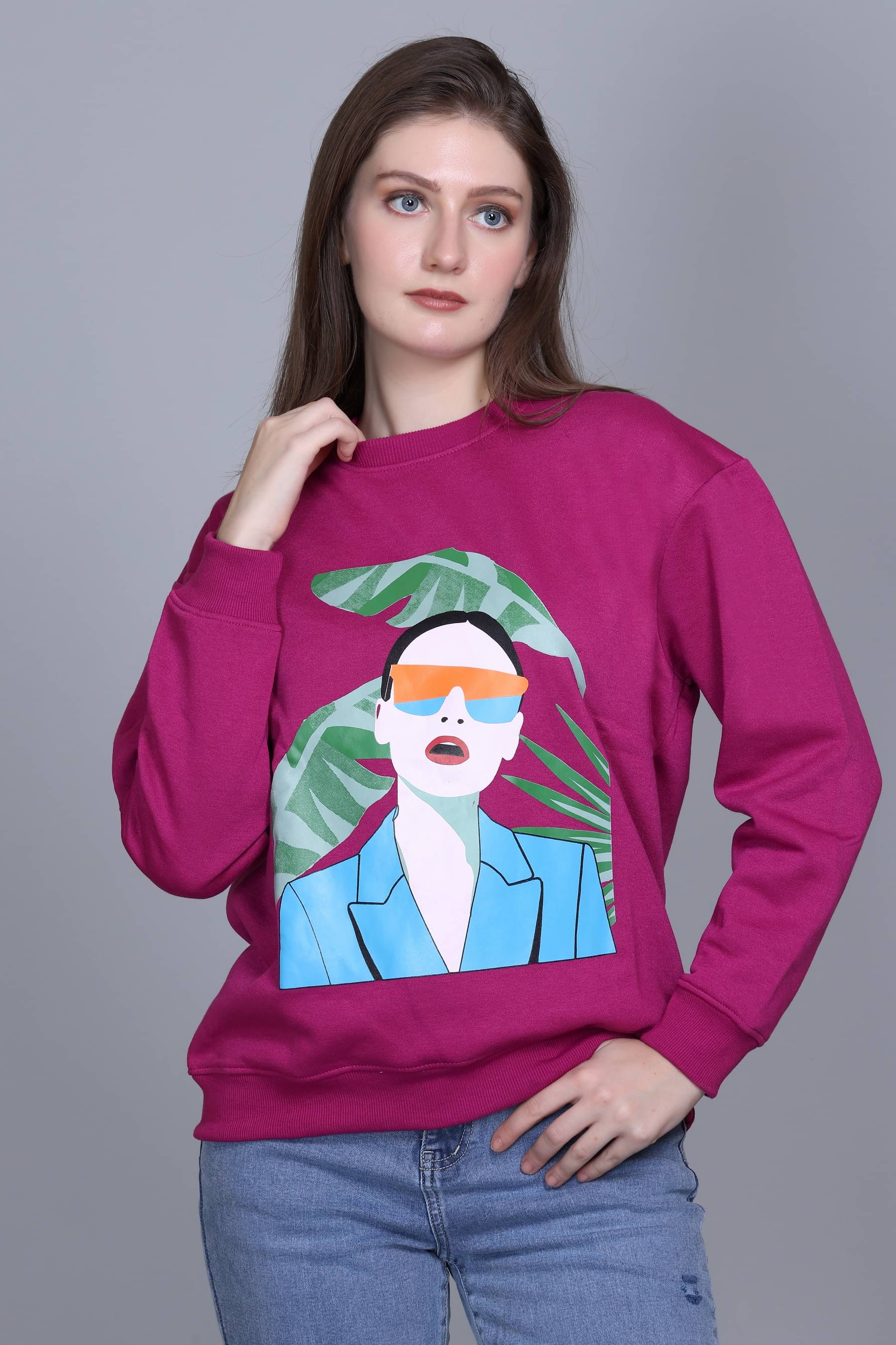     			7 ISLANDS Fleece Women's Non Hooded Sweatshirt ( Pink )