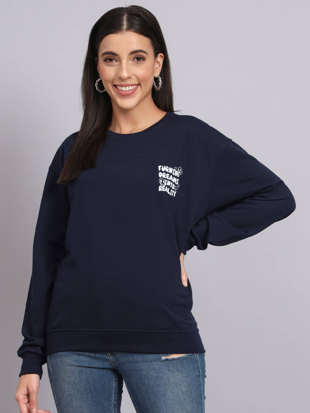     			7 ISLANDS Fleece Women's Non Hooded Sweatshirt ( Navy )