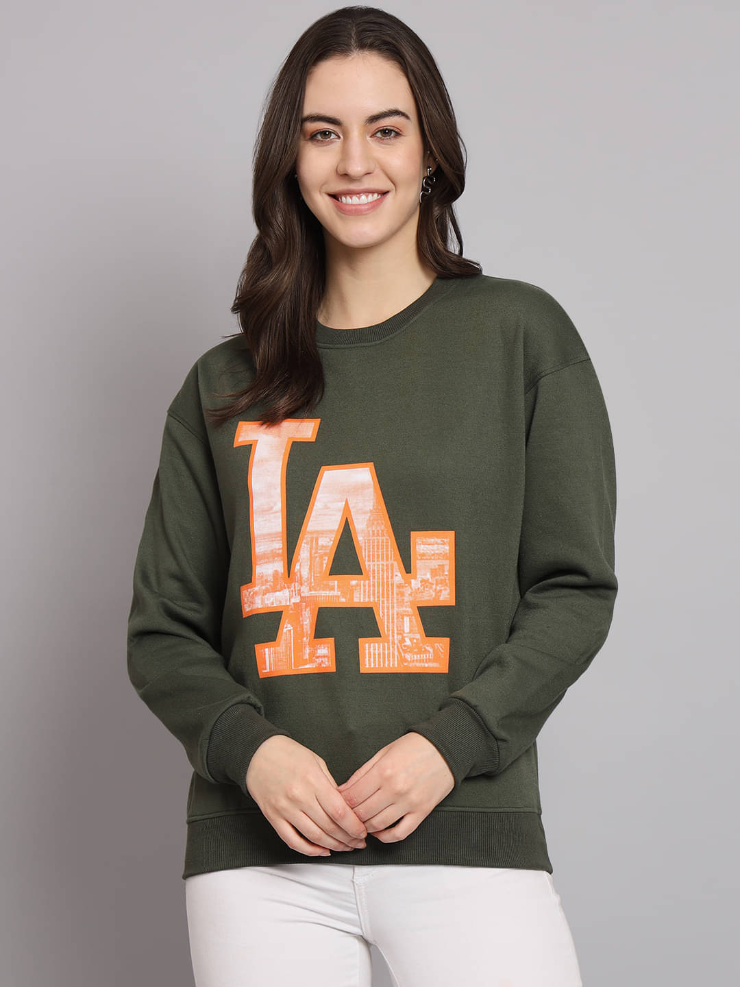     			7 ISLANDS Fleece Women's Non Hooded Sweatshirt ( Olive )