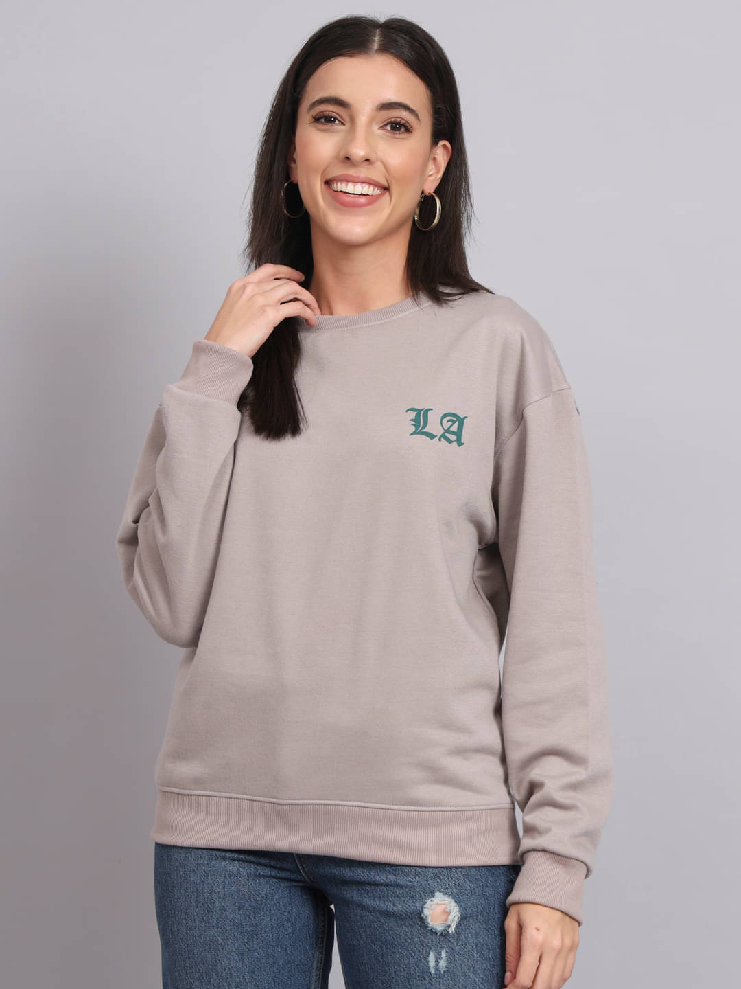 7 ISLANDS Fleece Women's Non Hooded Sweatshirt ( Grey ) 7 ISLANDS Fleece Women's Non Hooded Sweatshirt ( Grey )