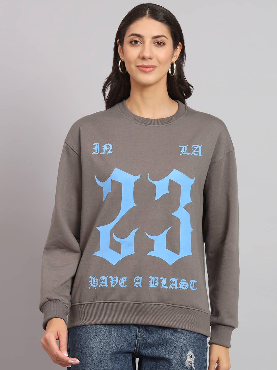     			7 ISLANDS Fleece Women's Non Hooded Sweatshirt ( Grey )