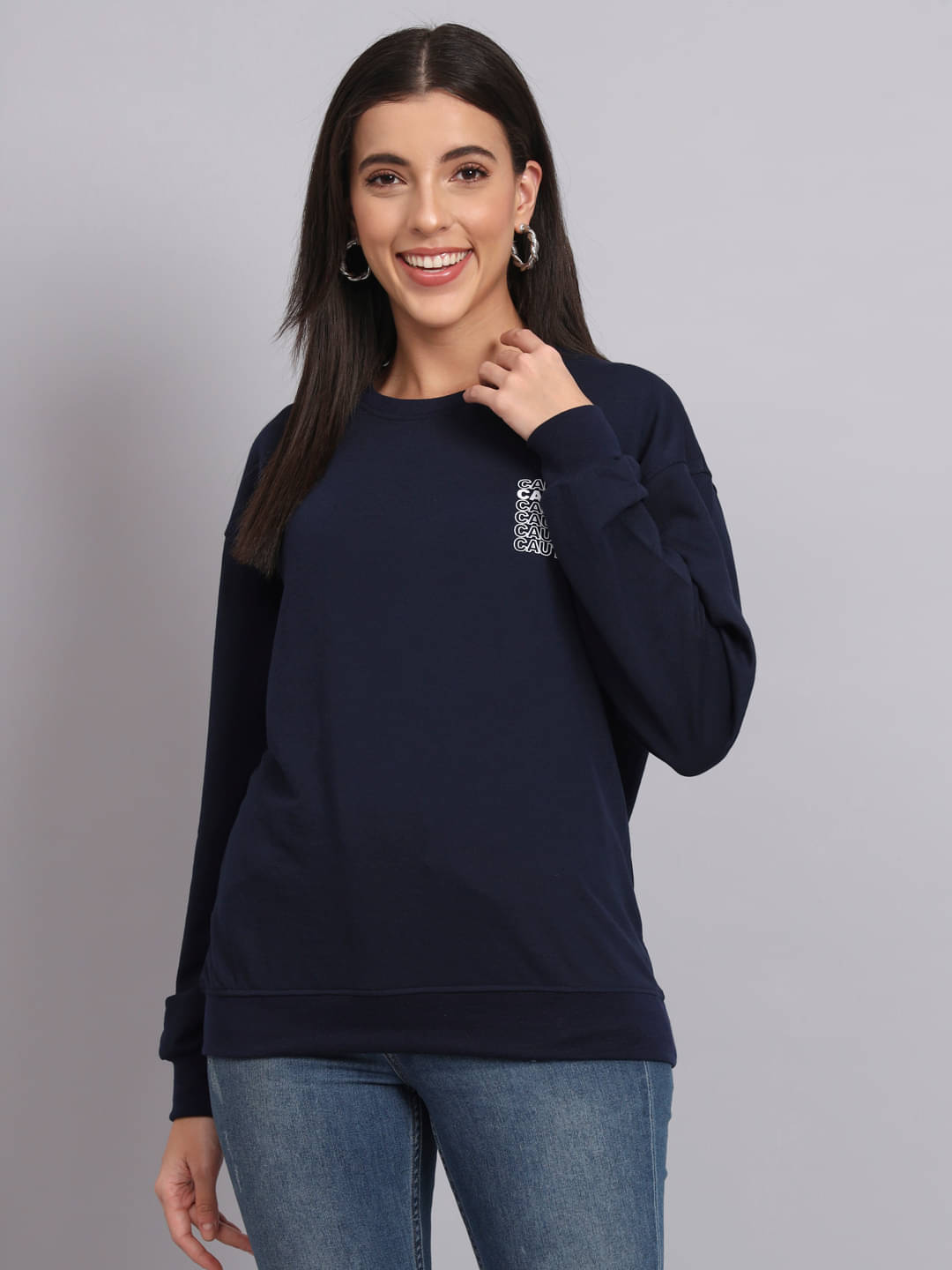     			7 ISLANDS Fleece Women's Non Hooded Sweatshirt ( Navy )