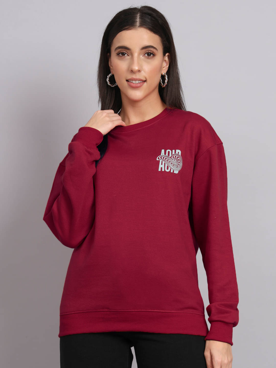     			7 ISLANDS Fleece Women's Non Hooded Sweatshirt ( Maroon )