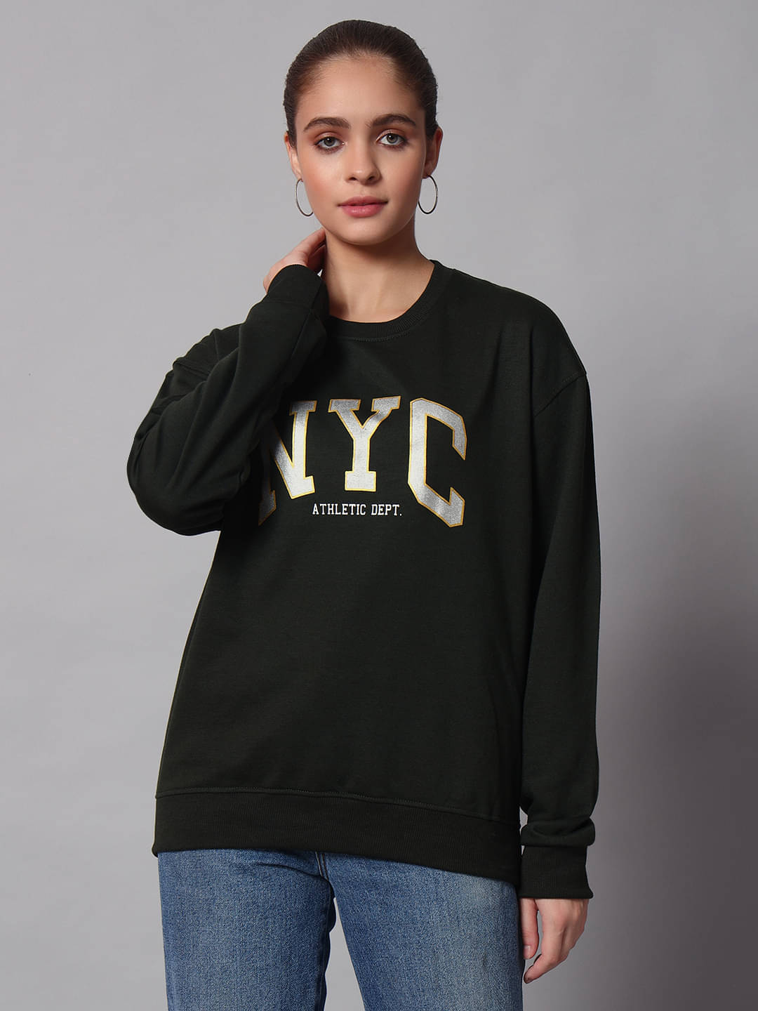 7 ISLANDS Fleece Women's Non Hooded Sweatshirt ( Olive ) 7 ISLANDS Fleece Women's Non Hooded Sweatshirt ( Olive )