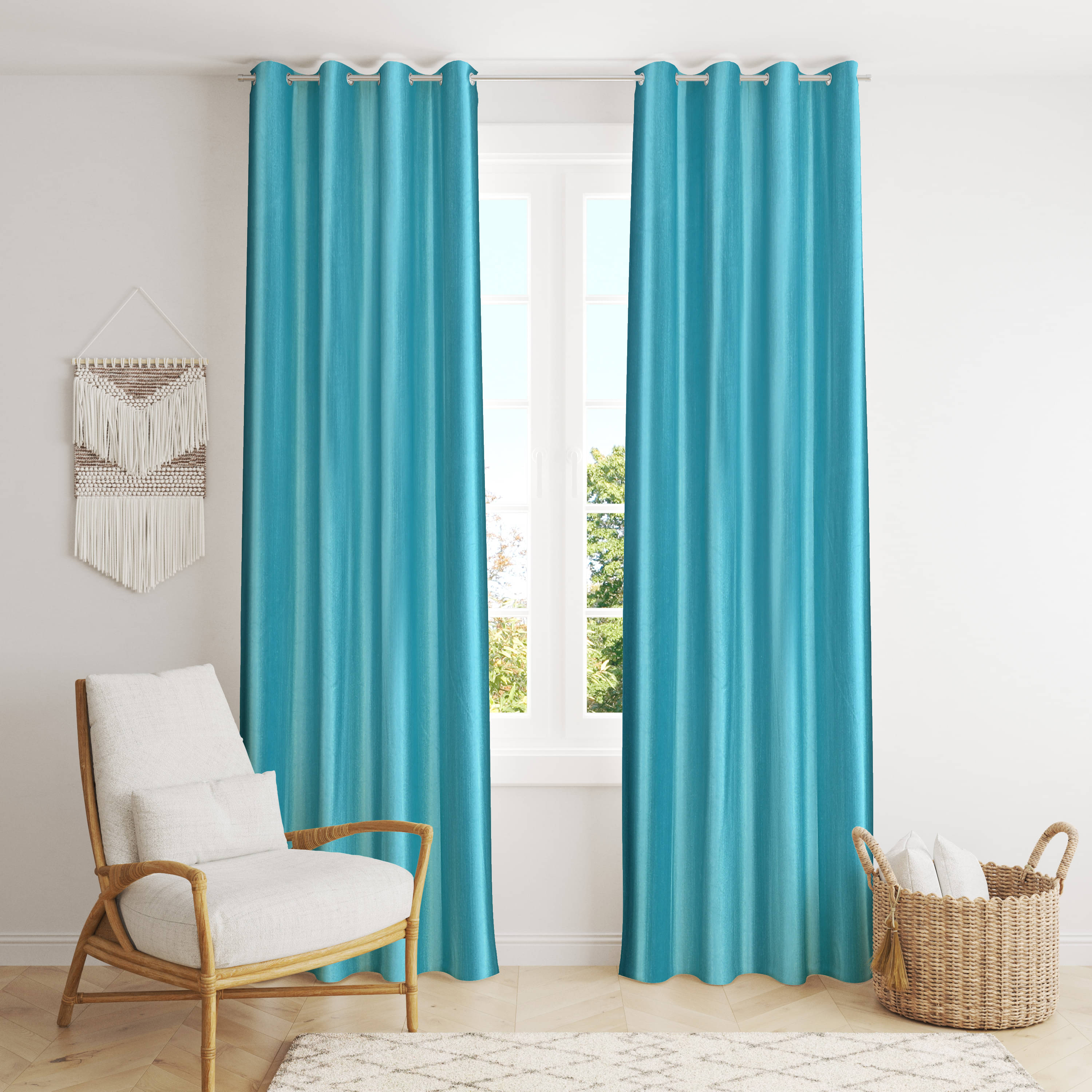     			AADI TRADERS Solid Semi-Transparent Eyelet Curtain 7 ft ( Pack of 1 ) - Multi Color
