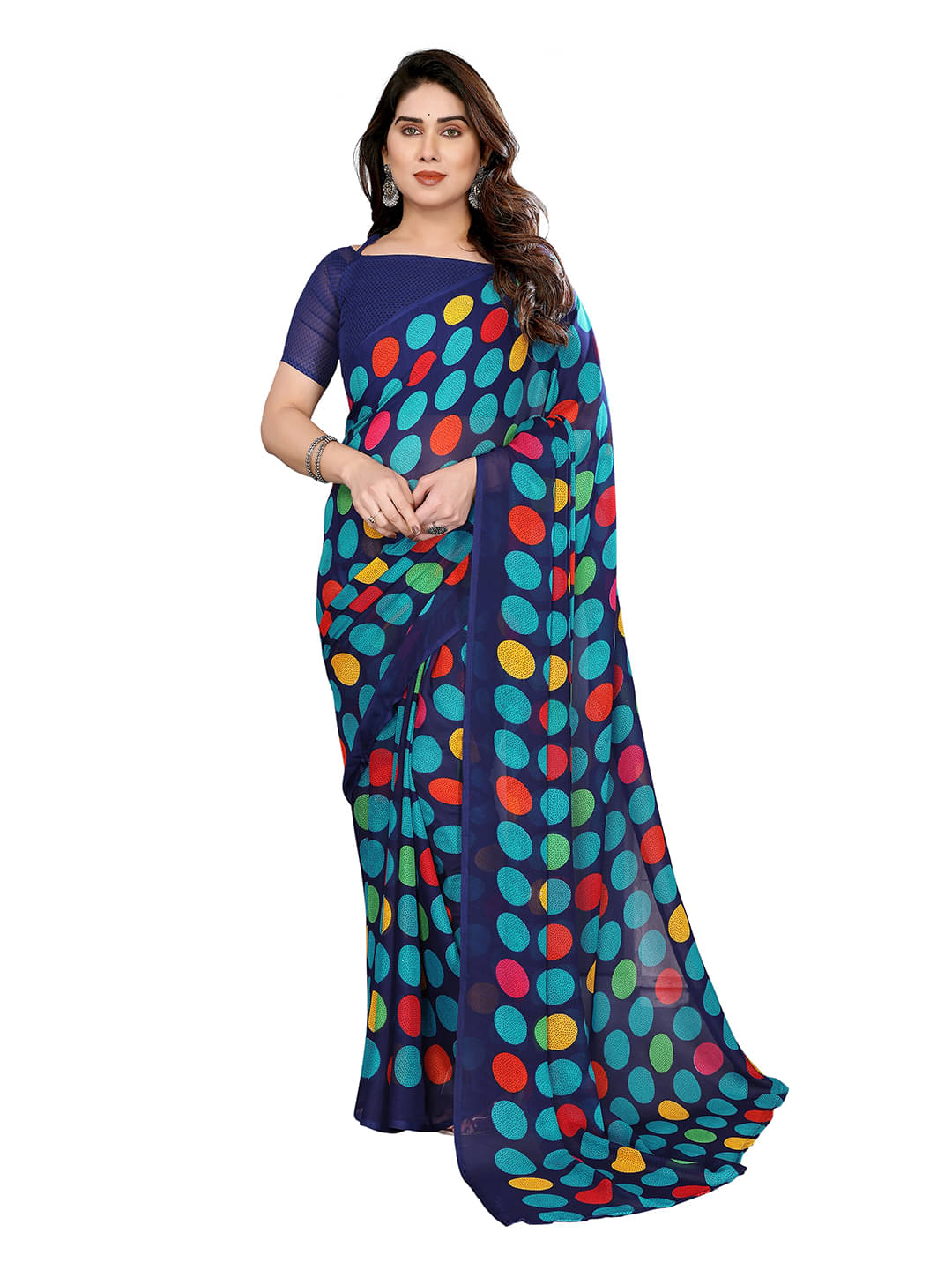 ANAND SAREES Georgette Printed Ilkal Saree With Unstitched Blouse Piece ( BLUE ) ANAND SAREES Georgette Printed Ilkal Saree With Unstitched Blouse Piece ( BLUE )