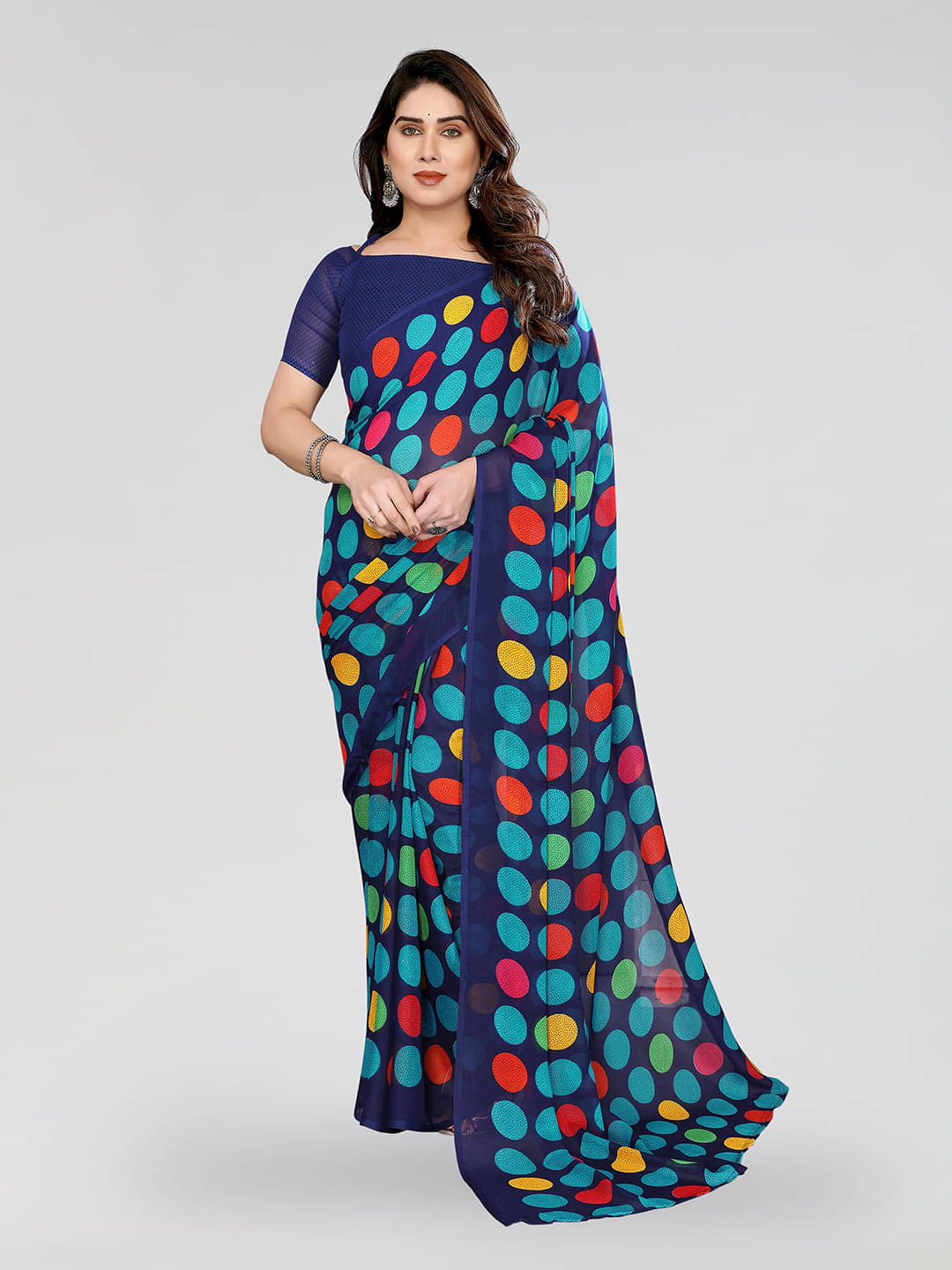 ANAND SAREES Georgette Printed Ilkal Saree With Unstitched Blouse Piece ( BLUE ) ANAND SAREES Georgette Printed Ilkal Saree With Unstitched Blouse Piece ( BLUE )