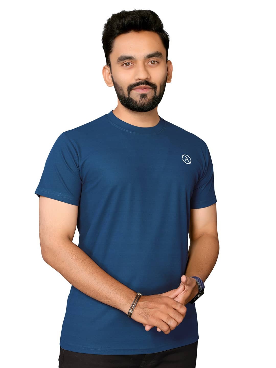 ANAND SAREES Men Polyester Regular Fit Solid T-Shirt ( Blue )