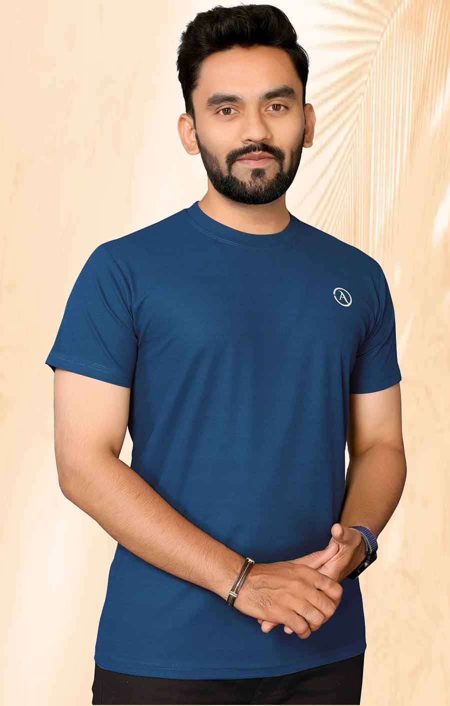     			ANAND SAREES Men Polyester Regular Fit Solid T-Shirt ( Blue )
