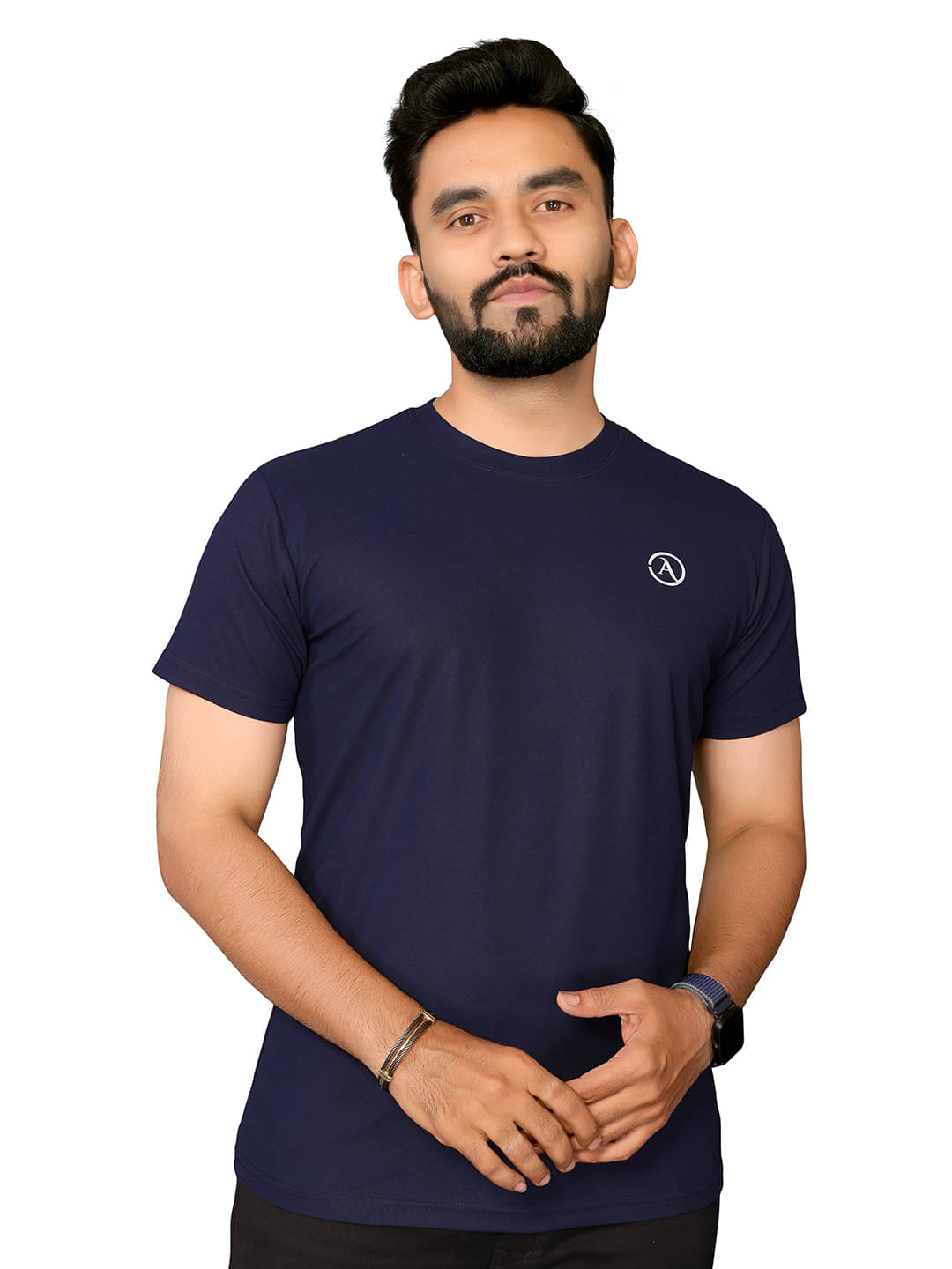     			ANAND SAREES Men Polyester Regular Fit Solid T-Shirt ( NAVY BLUE )