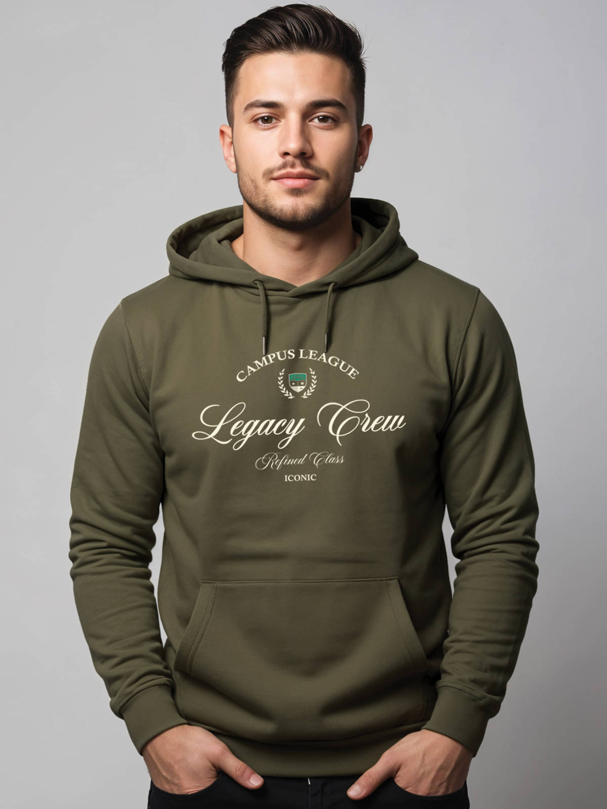     			Adro Fleece Hooded Men's Sweatshirt - Olive ( Pack of 1 )